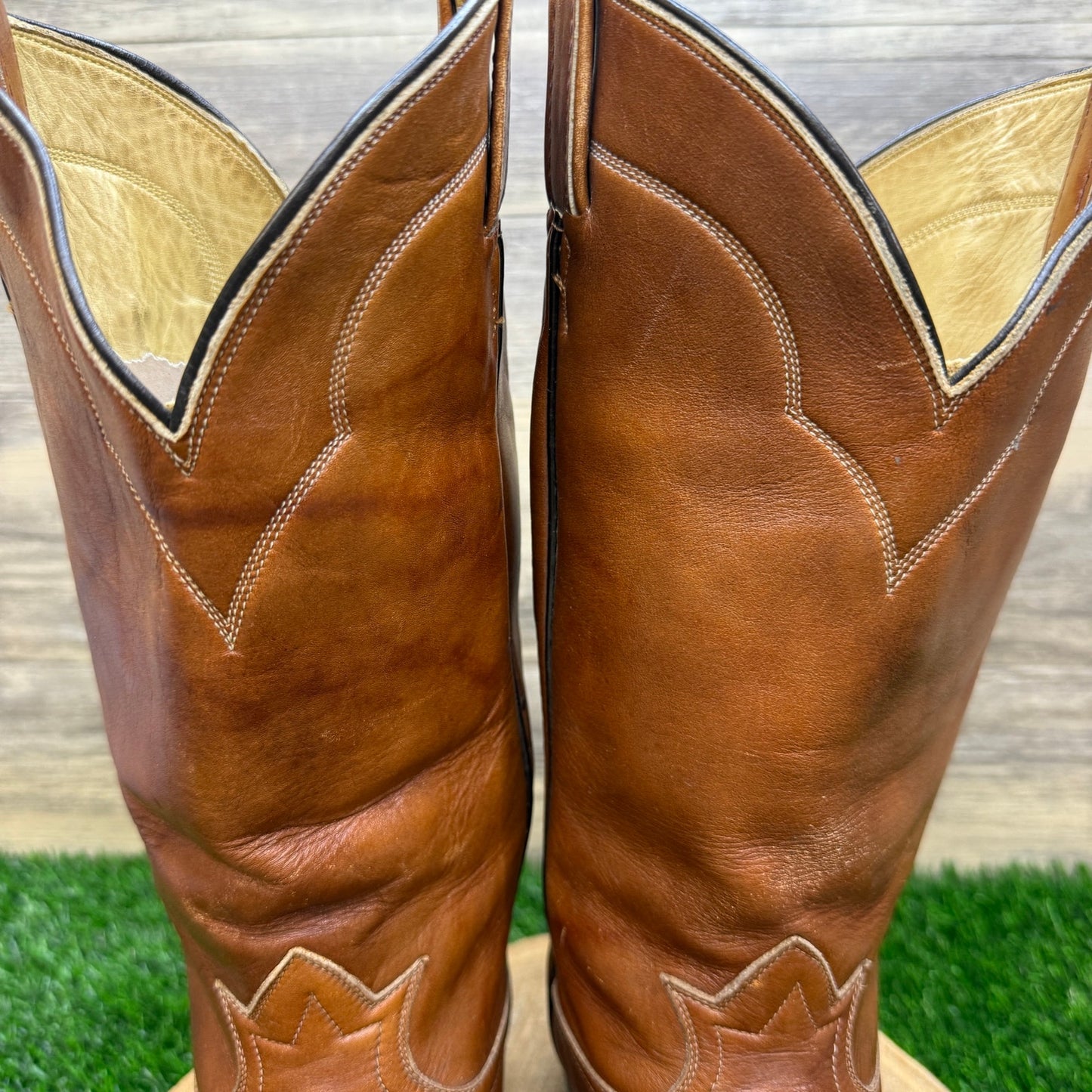 Tony Lama Men - Size 9D - Vintage Marbled Tan Western Cowboy Boots 5085