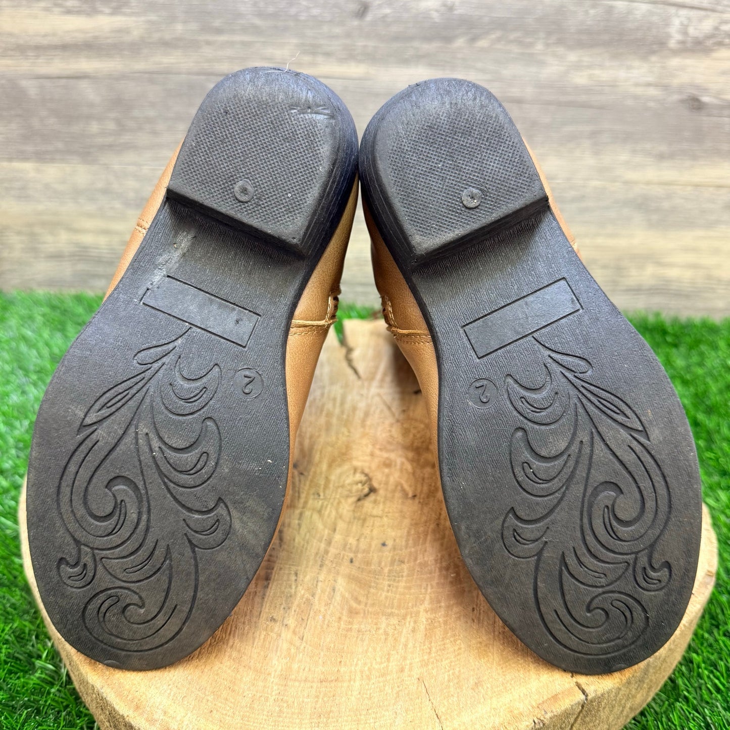 Kensie Girl Youth - Size 2 - Brown Faux Leather Cowboy Boots KG87161