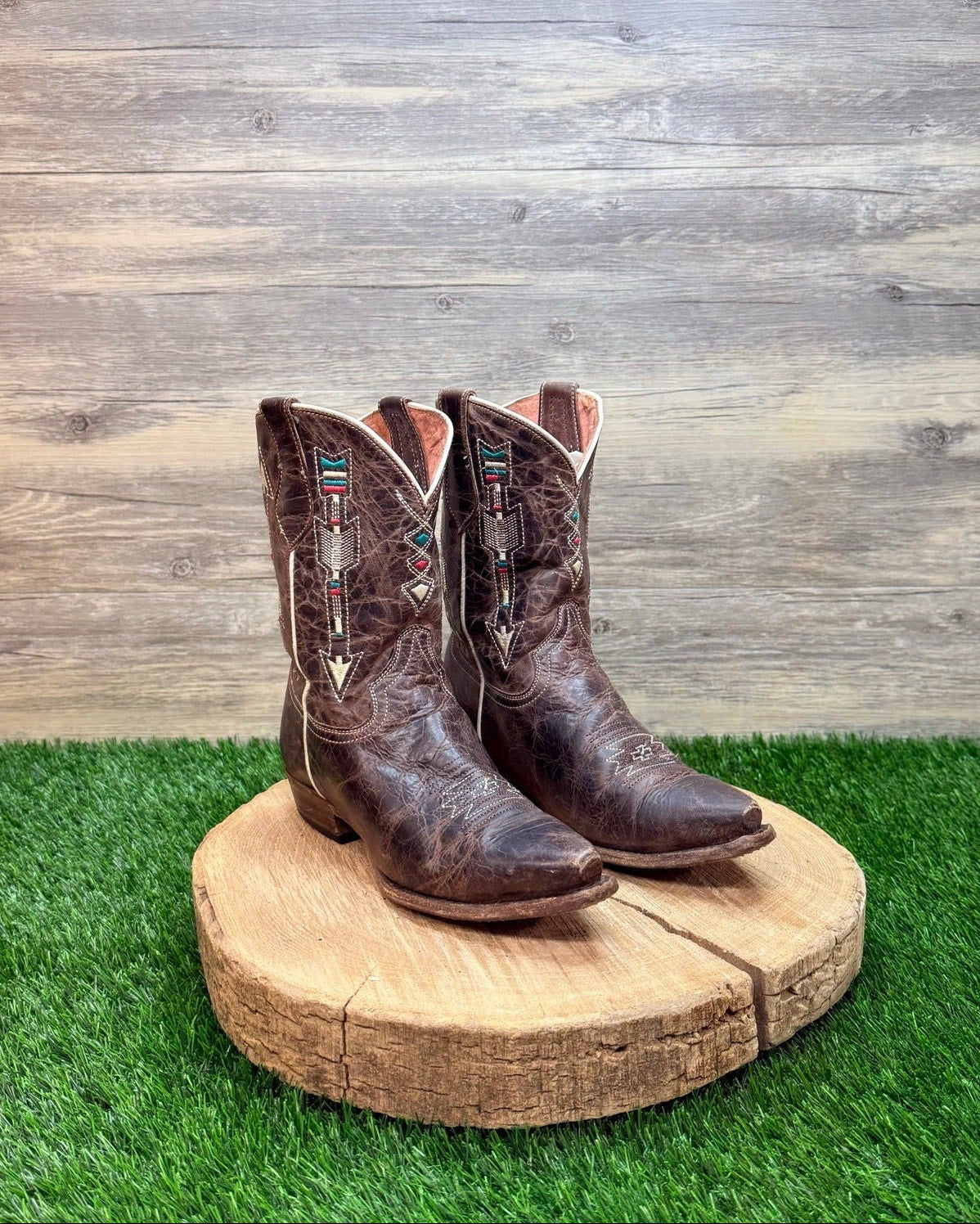 Roper Youth - Size 3 - Dark Brown Native Cowboy Boots 7622