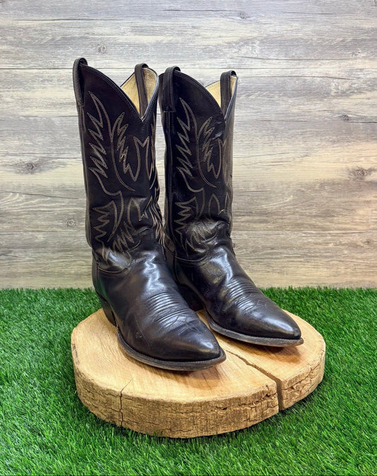 Justin Men - Size 10D - Vintage Black Western Cowboy Boots 2040