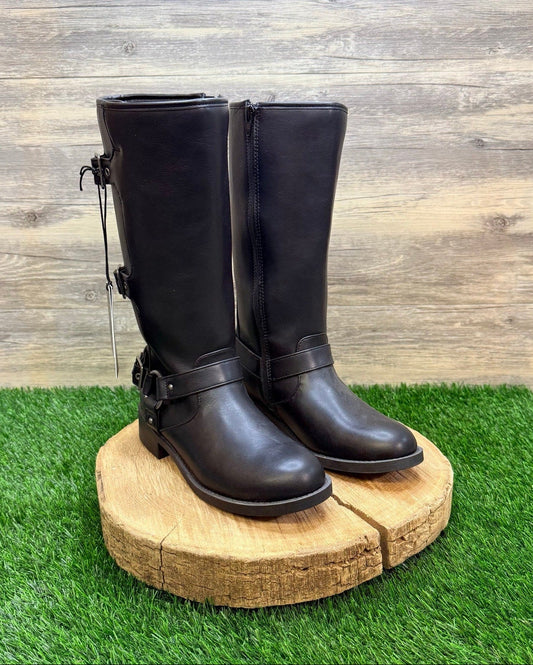 Youth Black Moto Boots