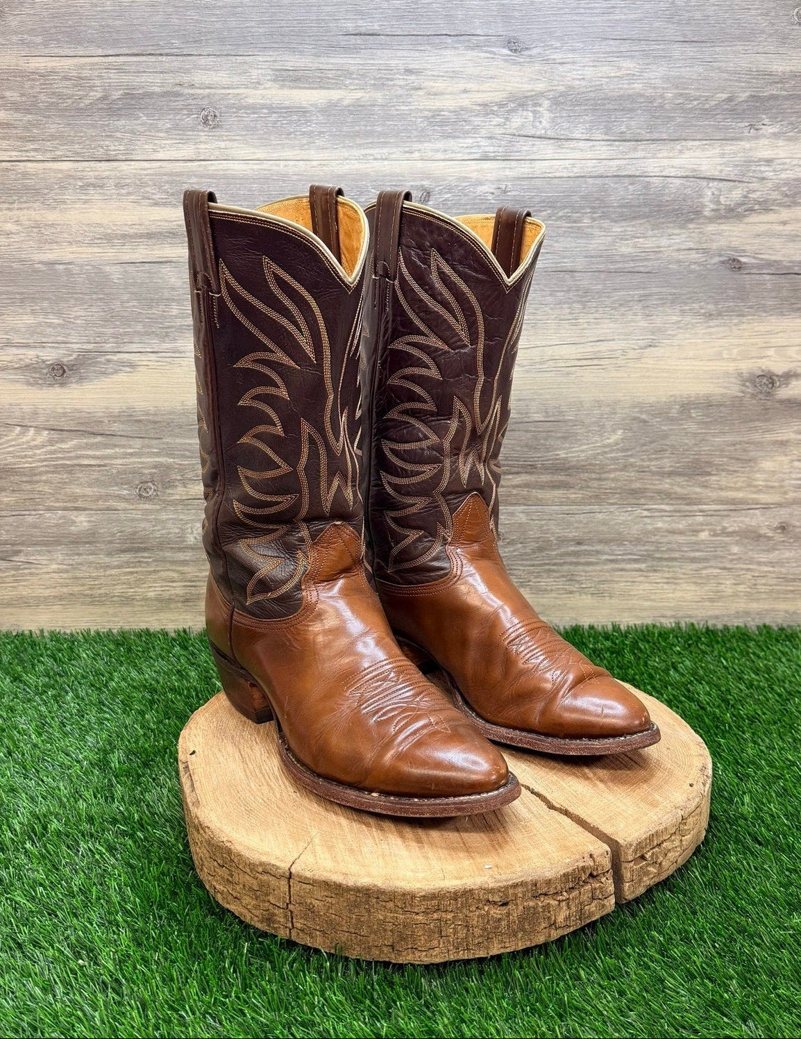Nocona Men - Size 10.5D - Vintage Brown Two Tone Western Cowboy Boots 4782