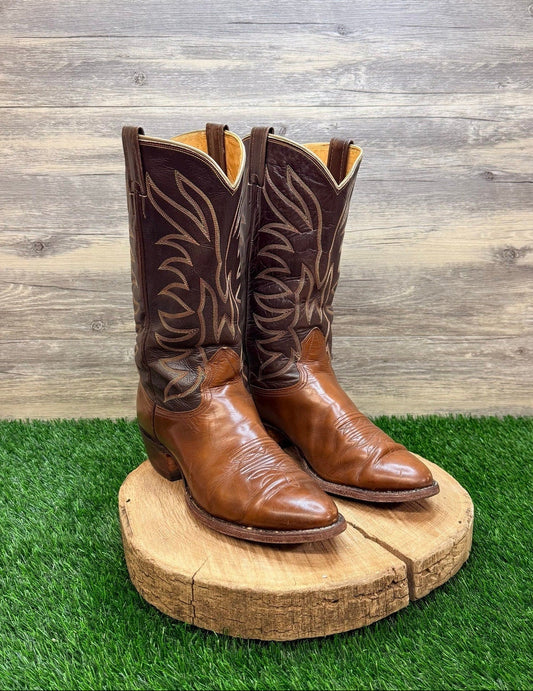 Nocona Men - Size 10.5D - Vintage Brown Two Tone Western Cowboy Boots 4782