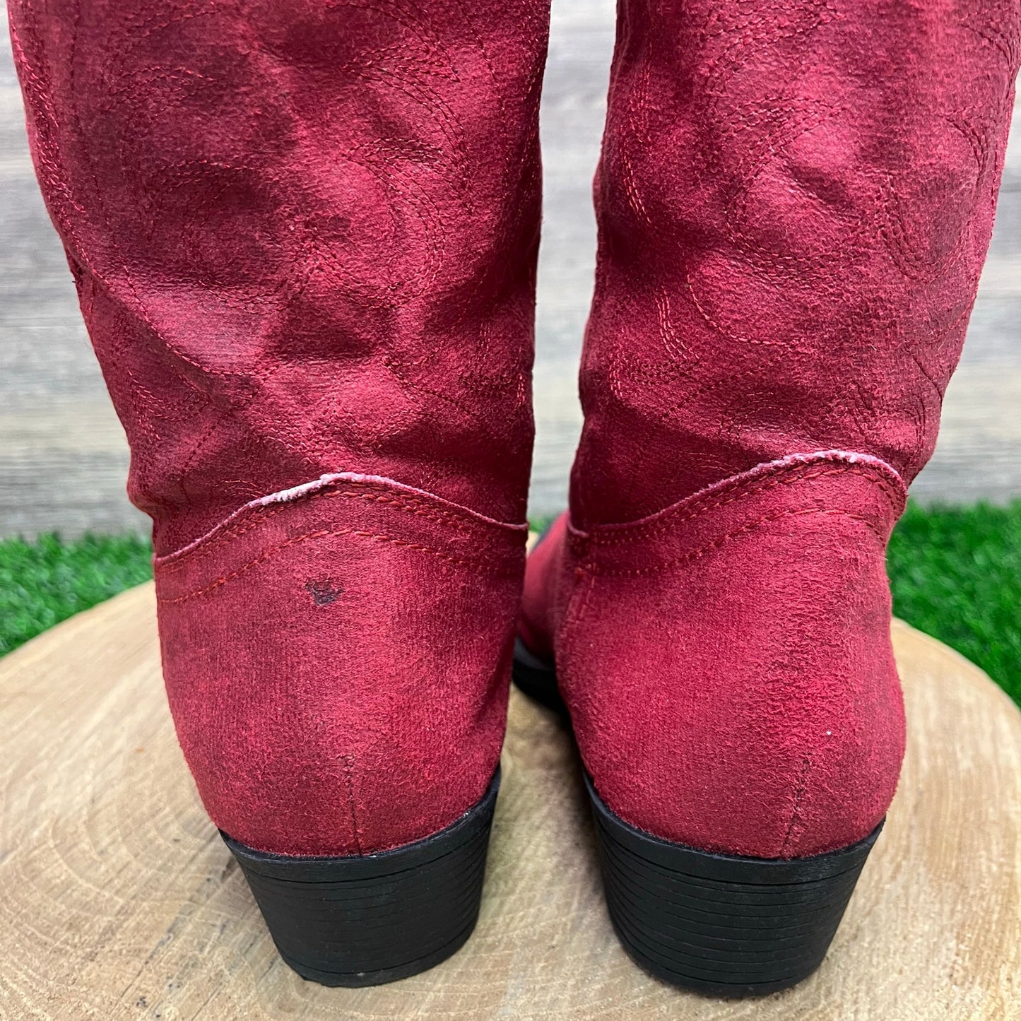 Rampage Women - Size 8M - Red Soft Faux Leather Cowboy Boots Style Walden