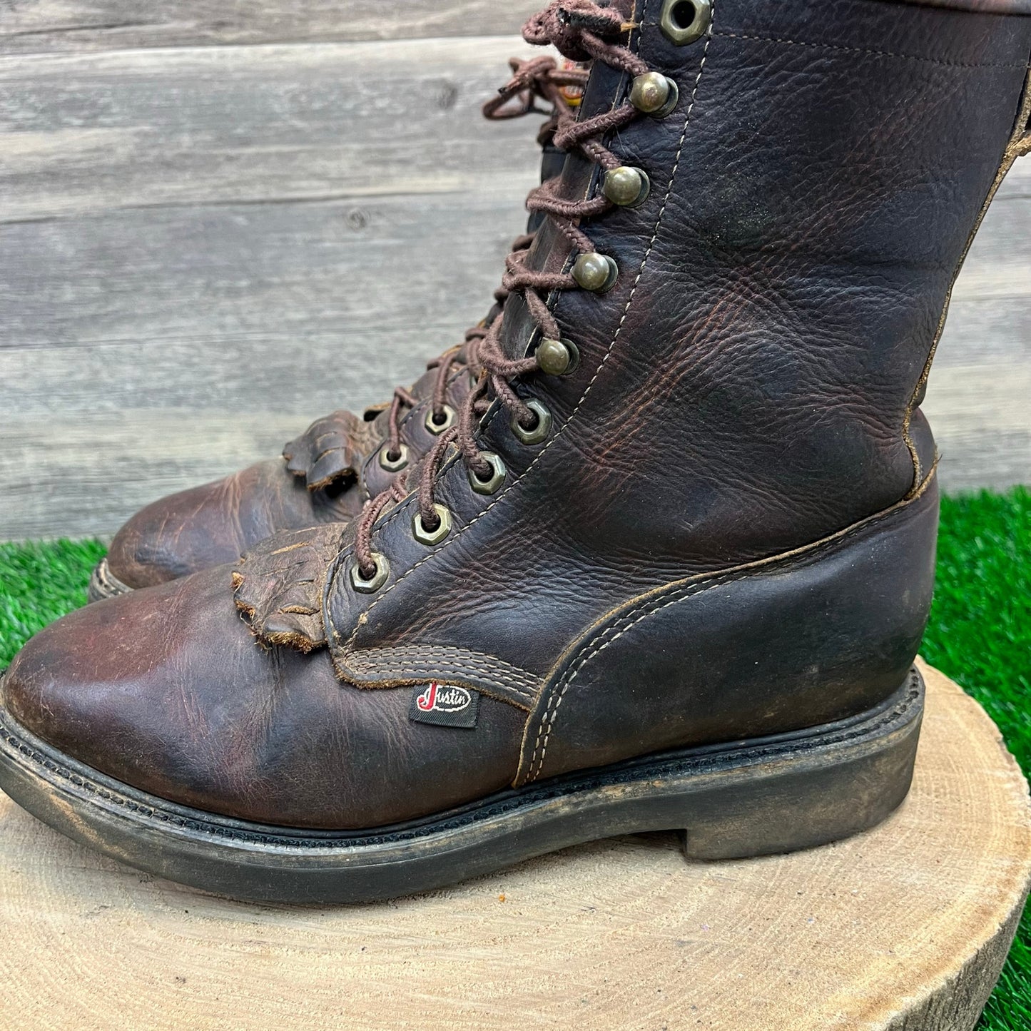 Justin Men - Size 7.5D - Brown Lace Up Work Boots Style 0761