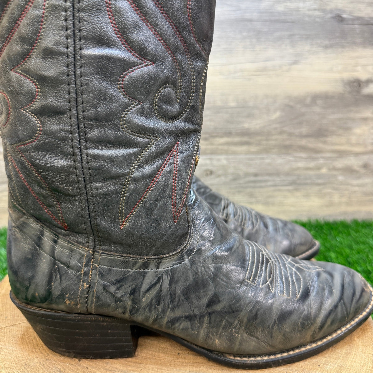 Unknown Men - Size 9EE - Vintage Gray Marbled Print Western Cowboy Boots 7893