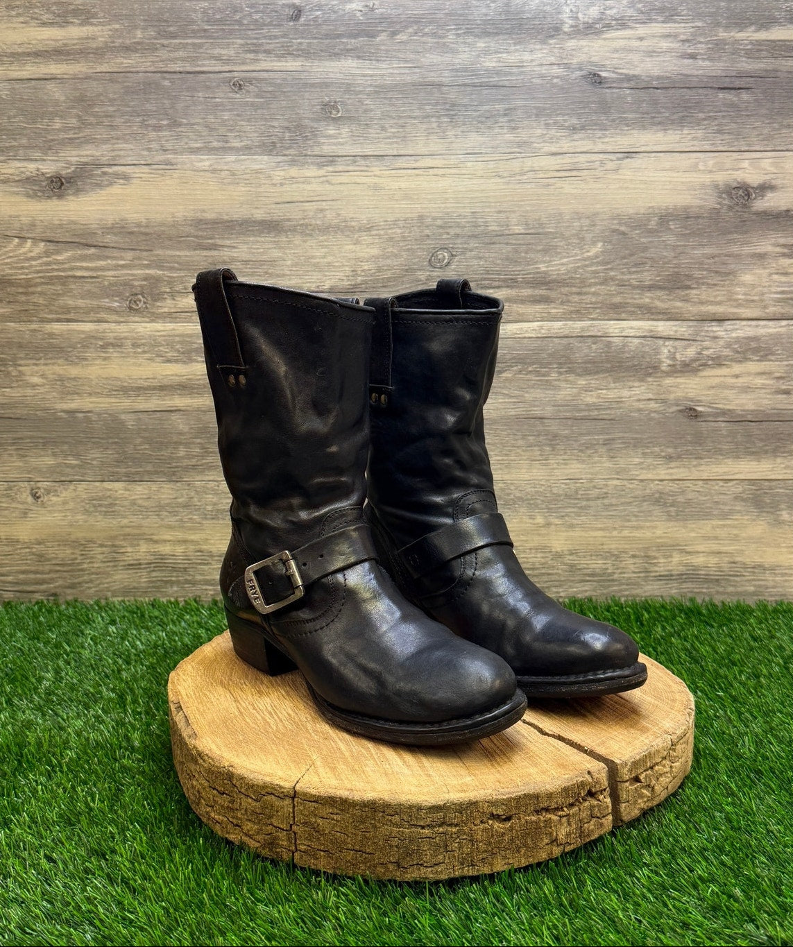 Frye Women - Size 6.5B - Black Martina Engineer Moto Boots Style 76920