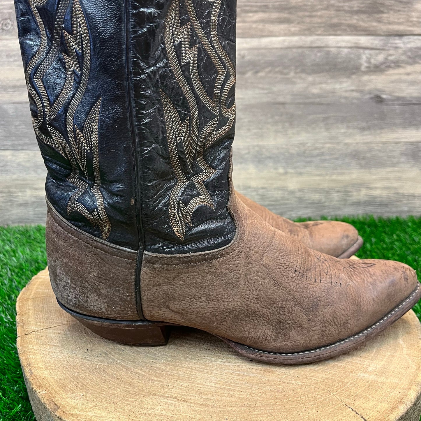 Tony Lama Women - Size 9B - Two Tone Brown Cowboy Boots Style 1185