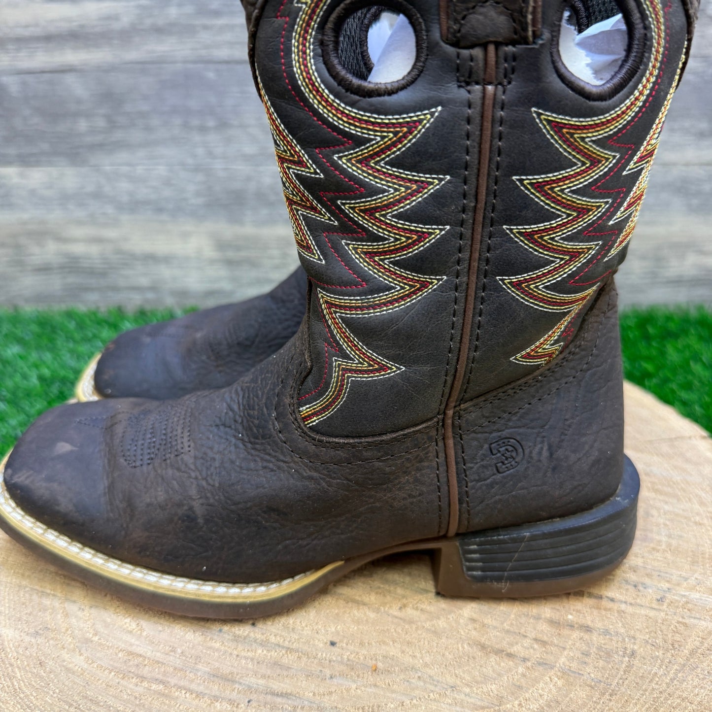 Durango Youth - Size 2M - Brown Square Toe Cowboy Boots Style DBT0219C