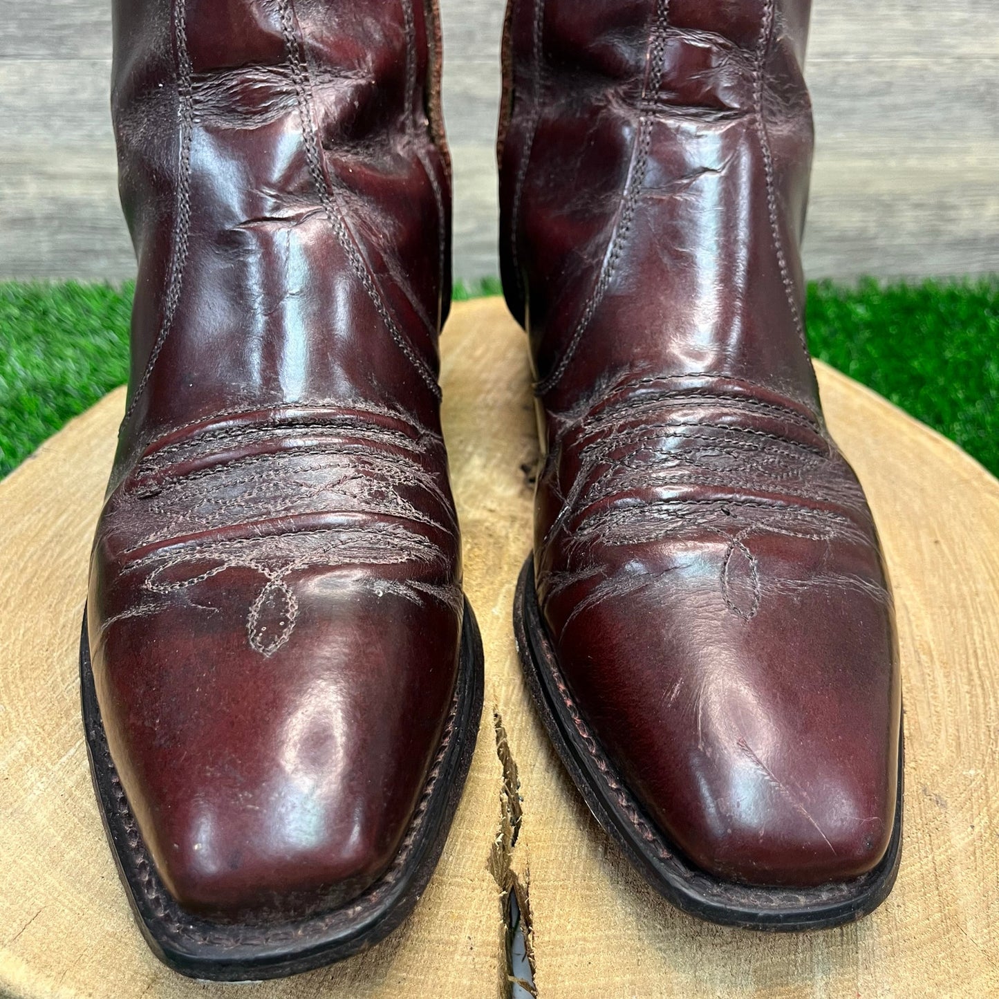 Unknown Men - Size 10D - Vintage Burgundy Square Toe Ankle Zipper Boots 2680