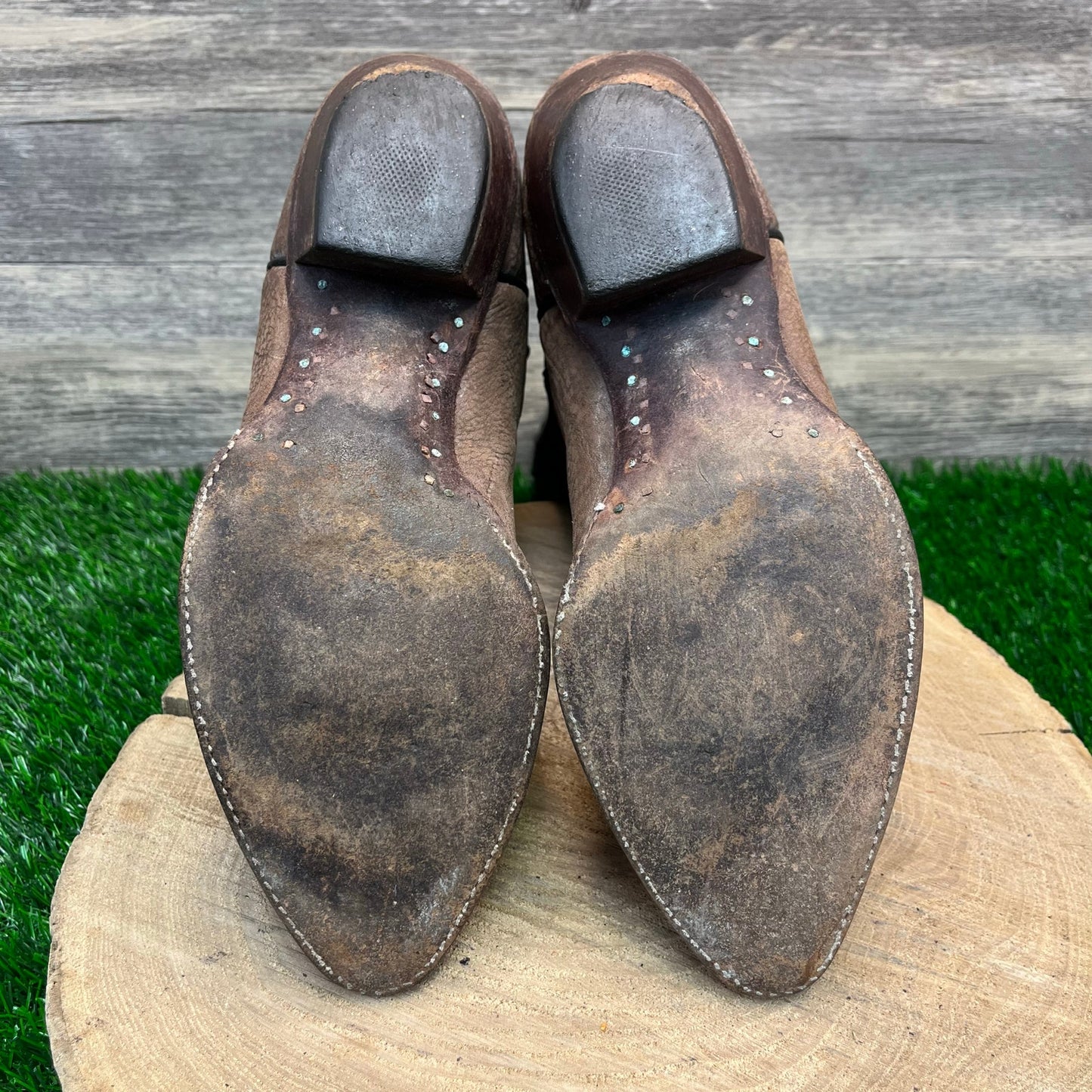 Tony Lama Women - Size 9B - Two Tone Brown Cowboy Boots Style 1185