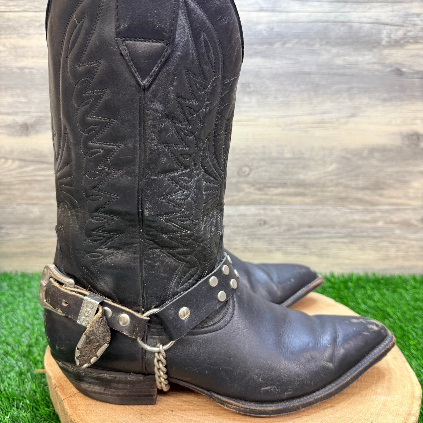 La Riga Men - Size 8 - Black Eagle Harness Cowboy Boots 105