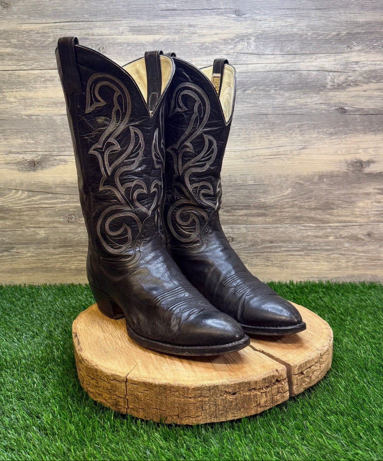 Hondo Boots Men - Size 10D - Vintage Black Western Cowboy Boots Style 90544