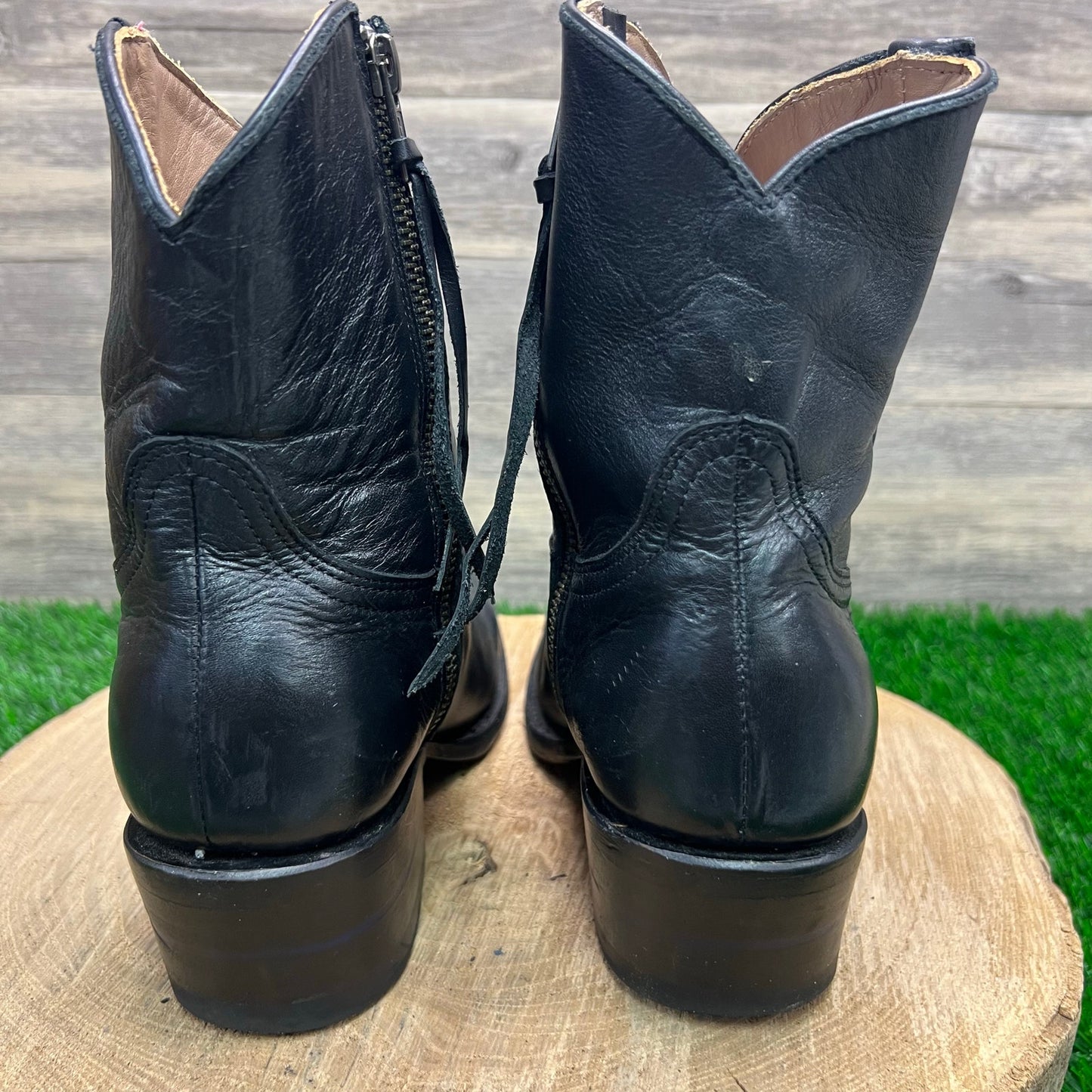 Alvies Women - Size 6.5B - Black Zipper Ankle Boots The Trinity