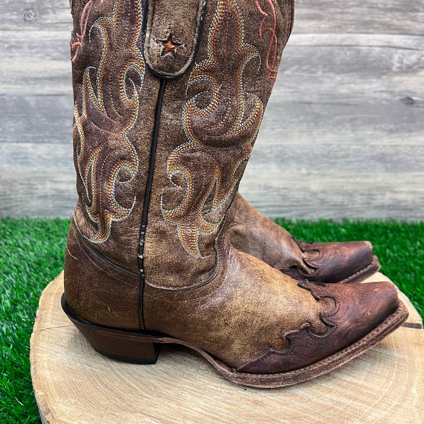 Tony Lama Women - Size 6B - Brown Snip Toe Cowboy Boots Style Vaquero