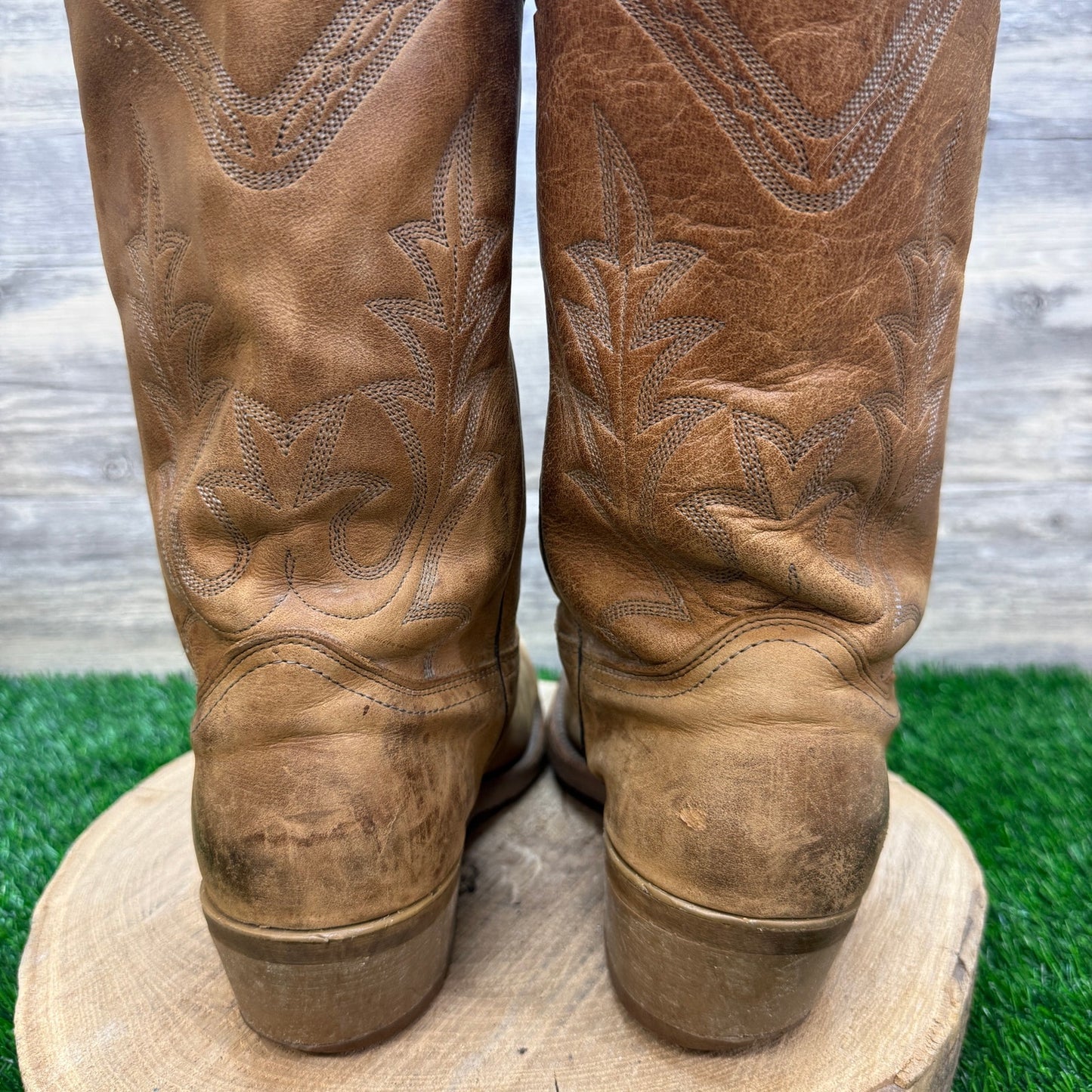 Abilene Men - Size 11D - Vintage Tan Suede Western Cowboy Boots Style 6552