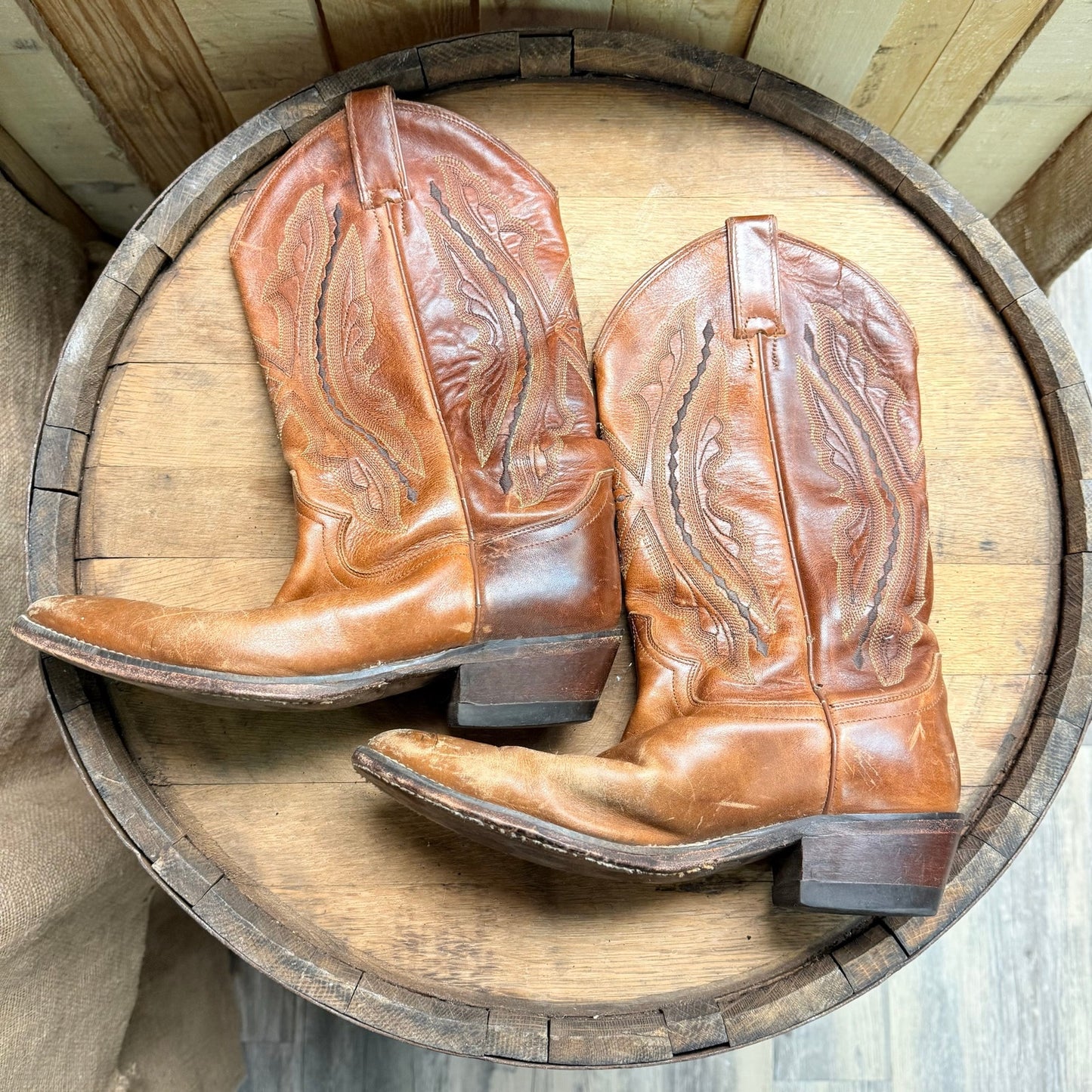 Justin Men - Size 8.5EE - Tan Western Cowboy Boots 2421