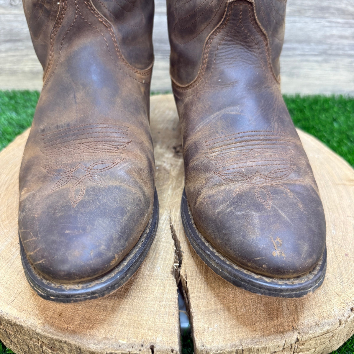 Masterson Women - Size 12M - Brown Embroidered Leather Cowboy Boots Style RB7440