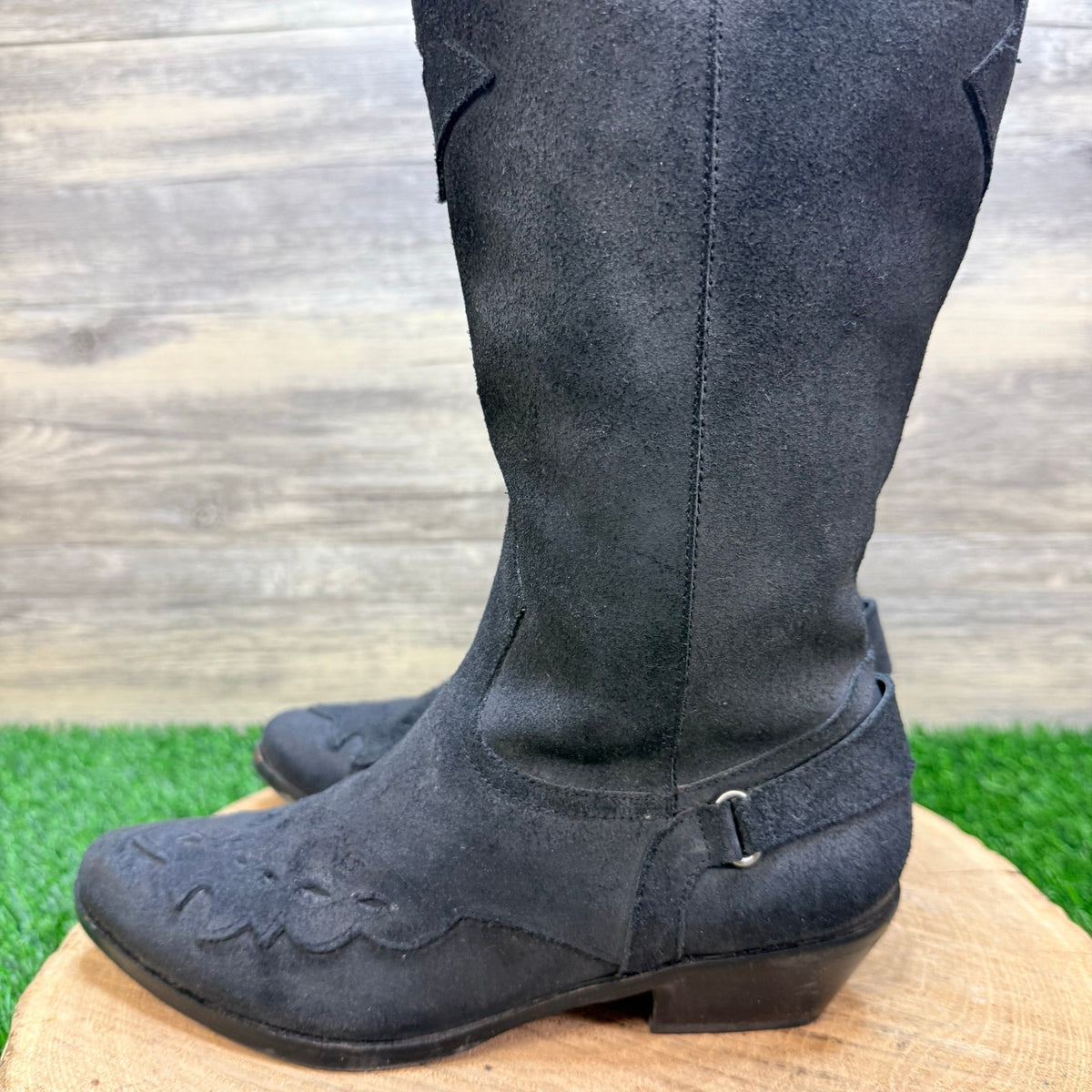 Reba Women - Size 6.5M - Black Tonal Embroidery Western Cowboy Boots Lance