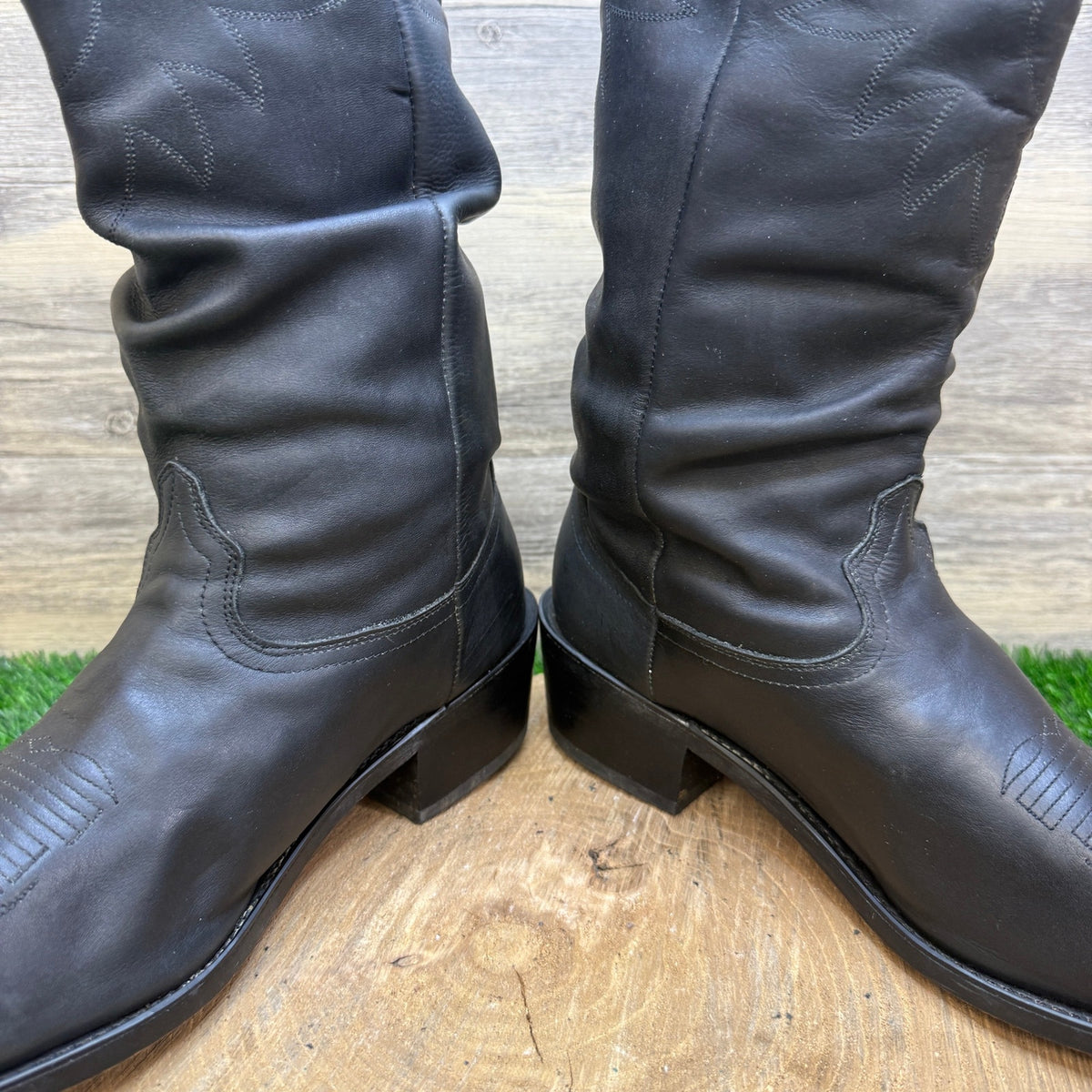 Durango Men - Size 10EE - Black Leather Slouch Western Cowboy Boots RD540