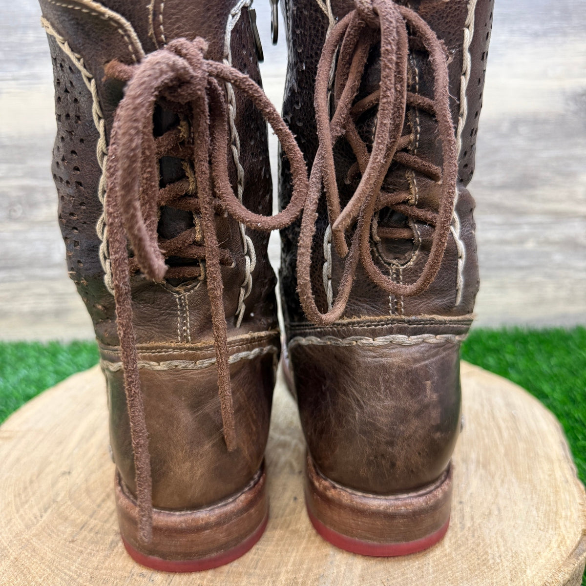 Bed Stu Women - Size 8.5 - Distressed Brown Cobbler Series Perforated Boots
