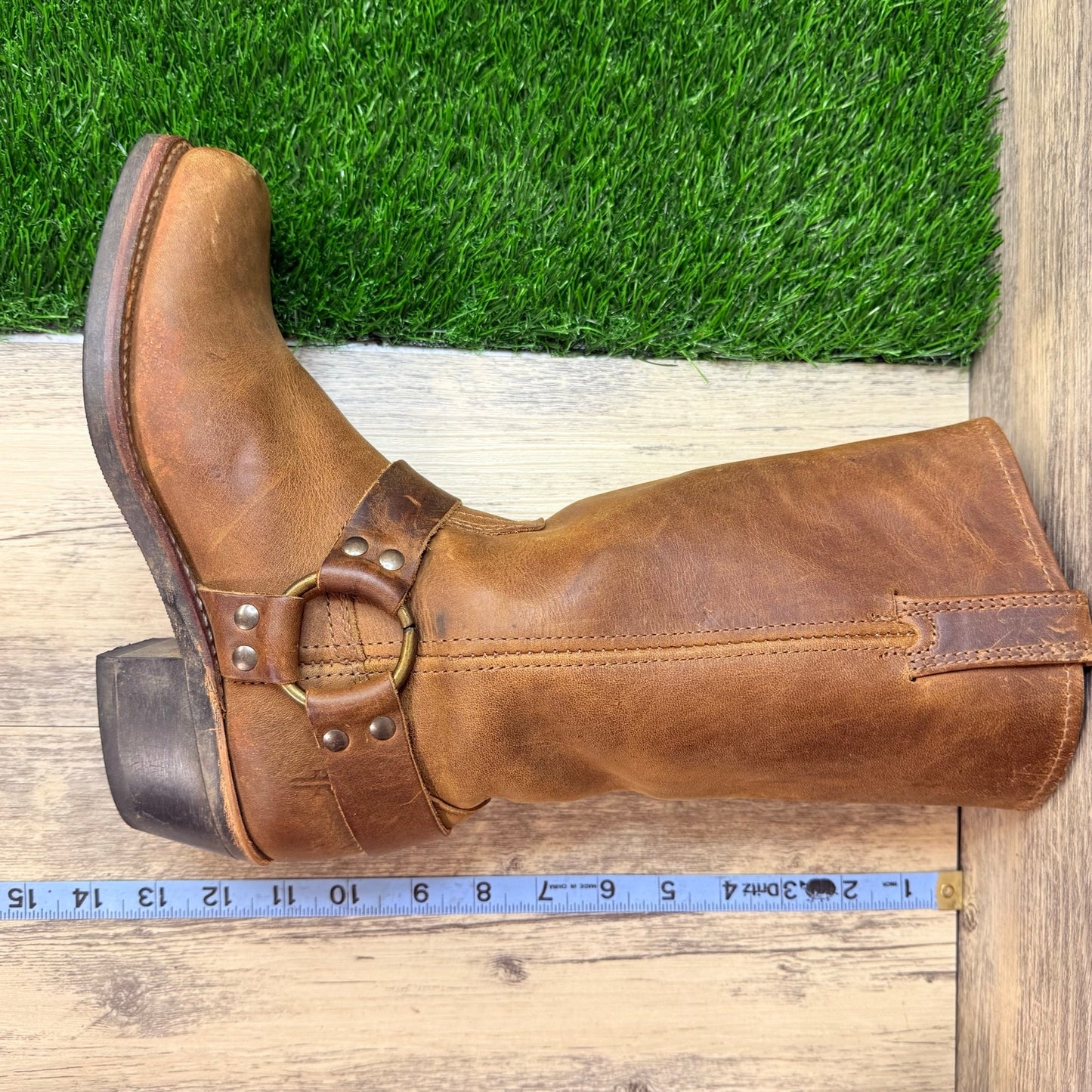Frye Women - Size 6.5M - Tan Harness Moto Cowboy Boots 77300