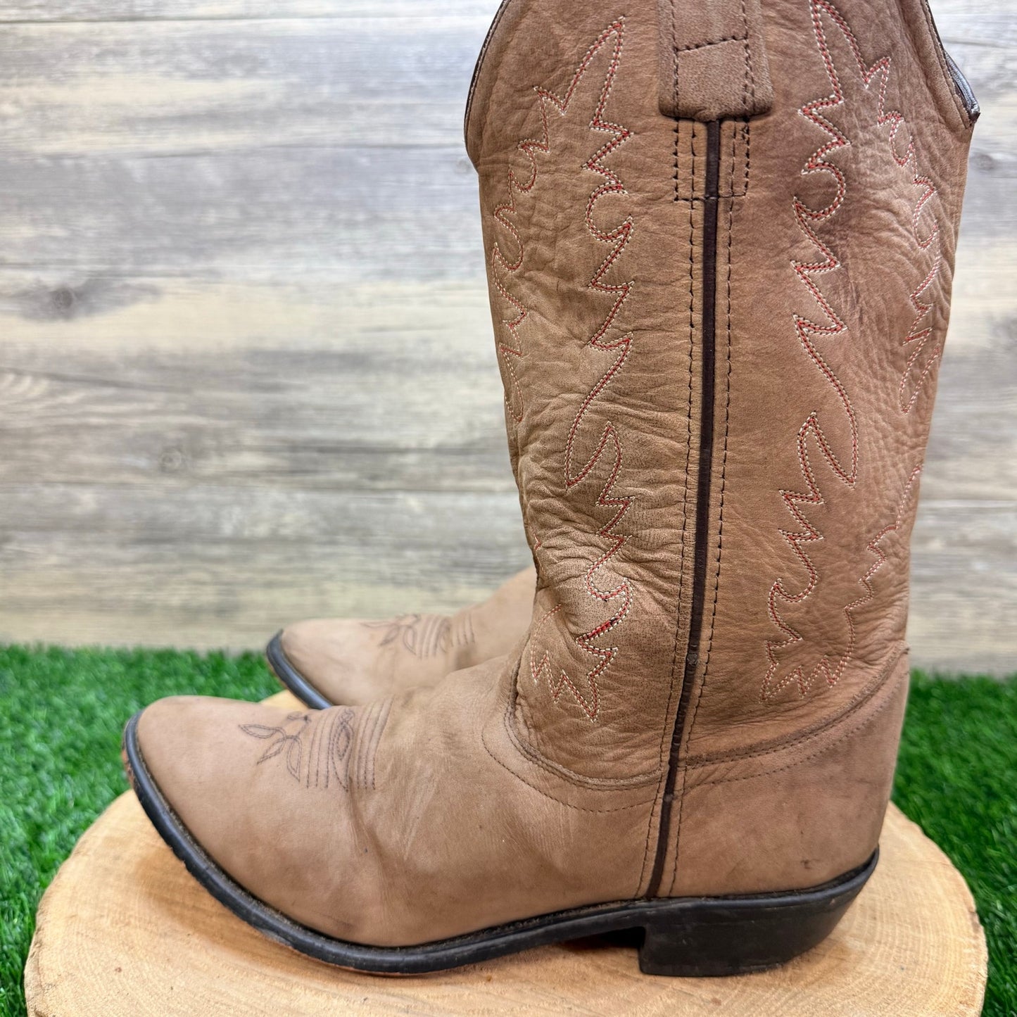 Old West Women - Size 9 - Tan Suede Western Cowboy Boots SCL7014