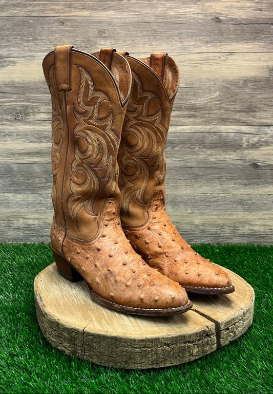 Nocona Men - Size 8.5D - Cognac Ostrich Cowboy Boots Style NB2103