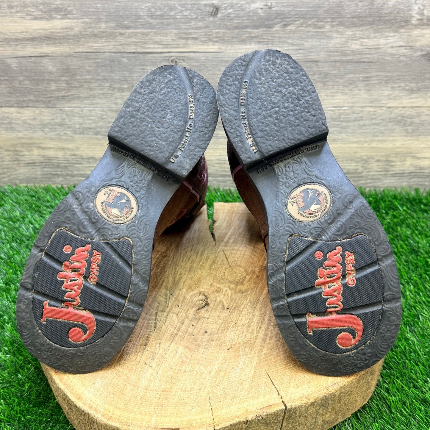 Justin Women - Size 6.5B - Brown / Pink Gypsy Round Toe Cowboy Boots L9903