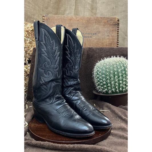 Dan Post Men - Size 9D - Vintage Black Cowboy Boots Style 2110