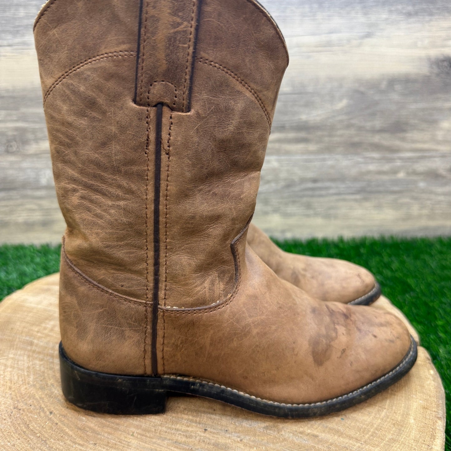Justin Youth - Size 1D - Brown Western Cowboy Boots Style 3410Y