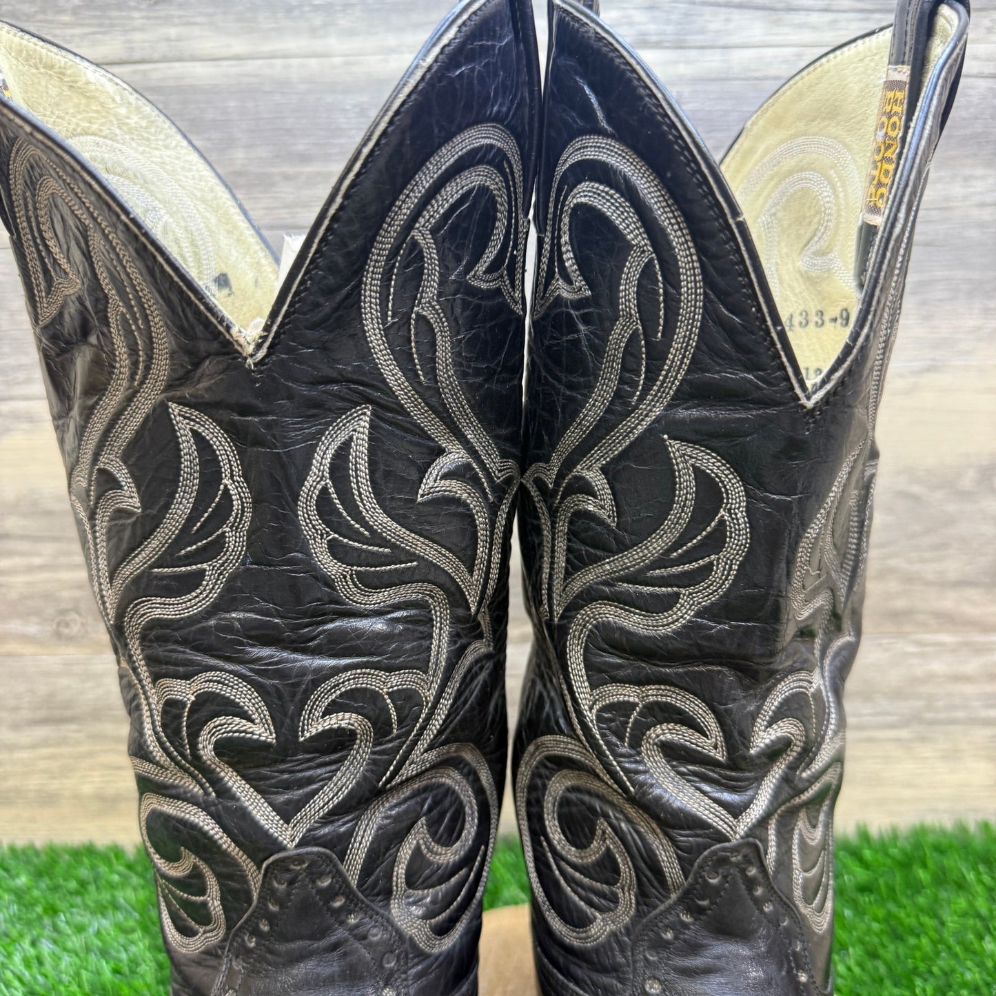 Hondo Boots Men - Size 10D - Vintage Black Western Cowboy Boots Style 90544