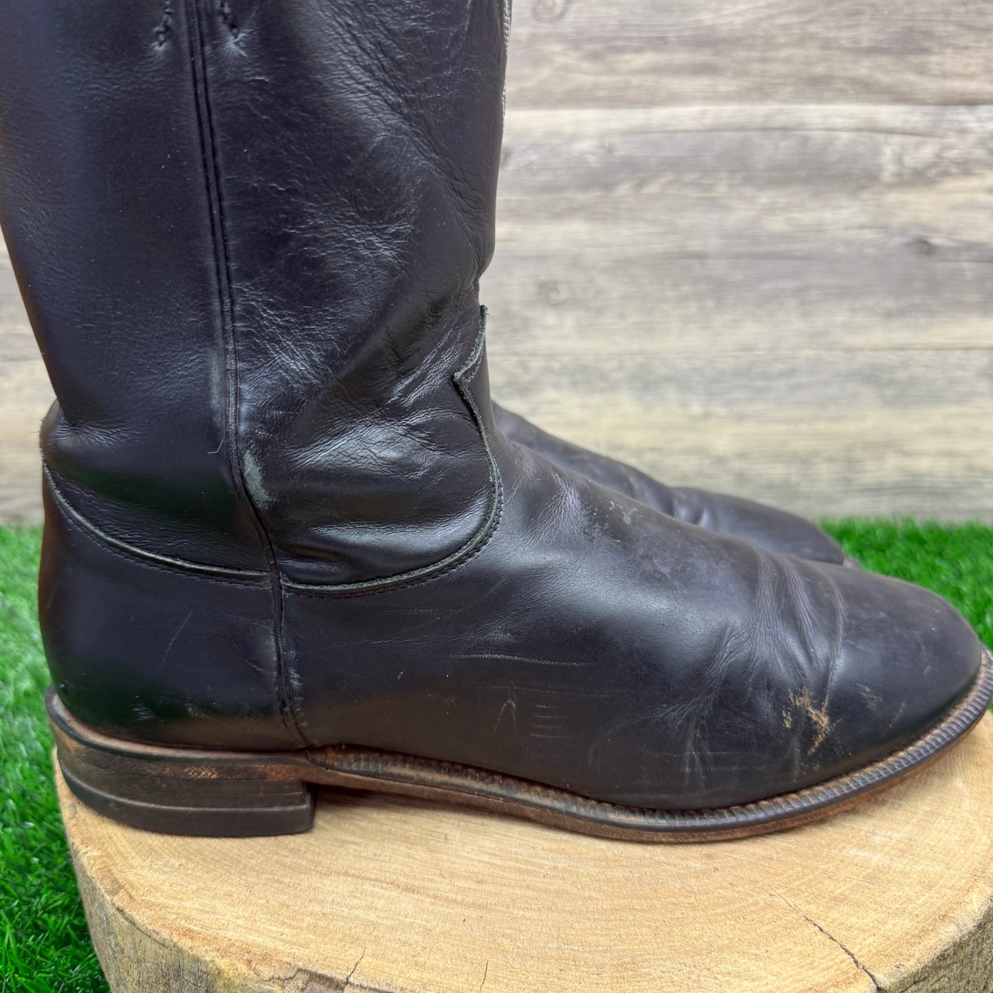 Justin Men - Size 10.5EE - Black Brock Roper Cowboy Boots Style 3233