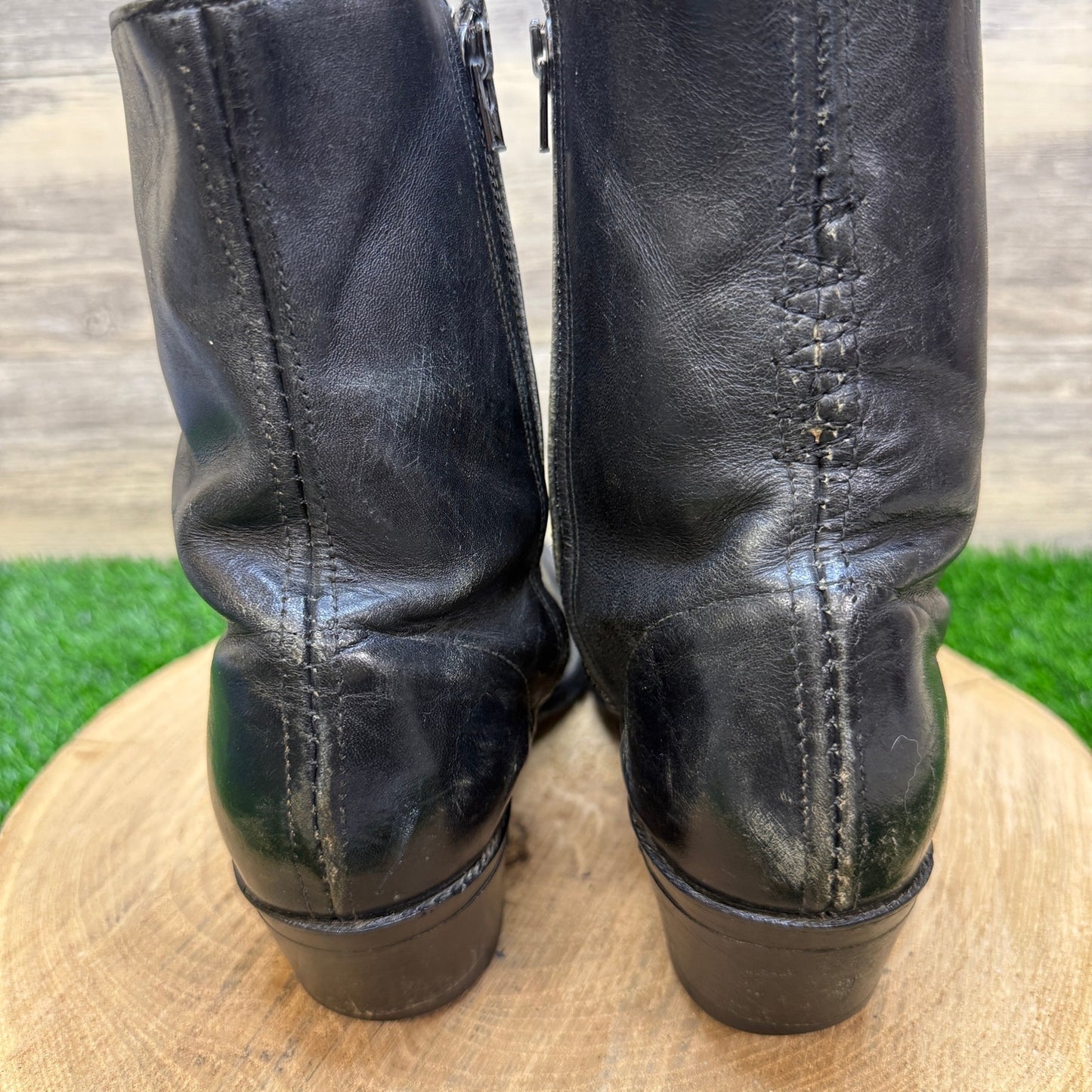 Texas Men - Size 7.5D - Vintage Black Zipper Western Cowboy Boots 350