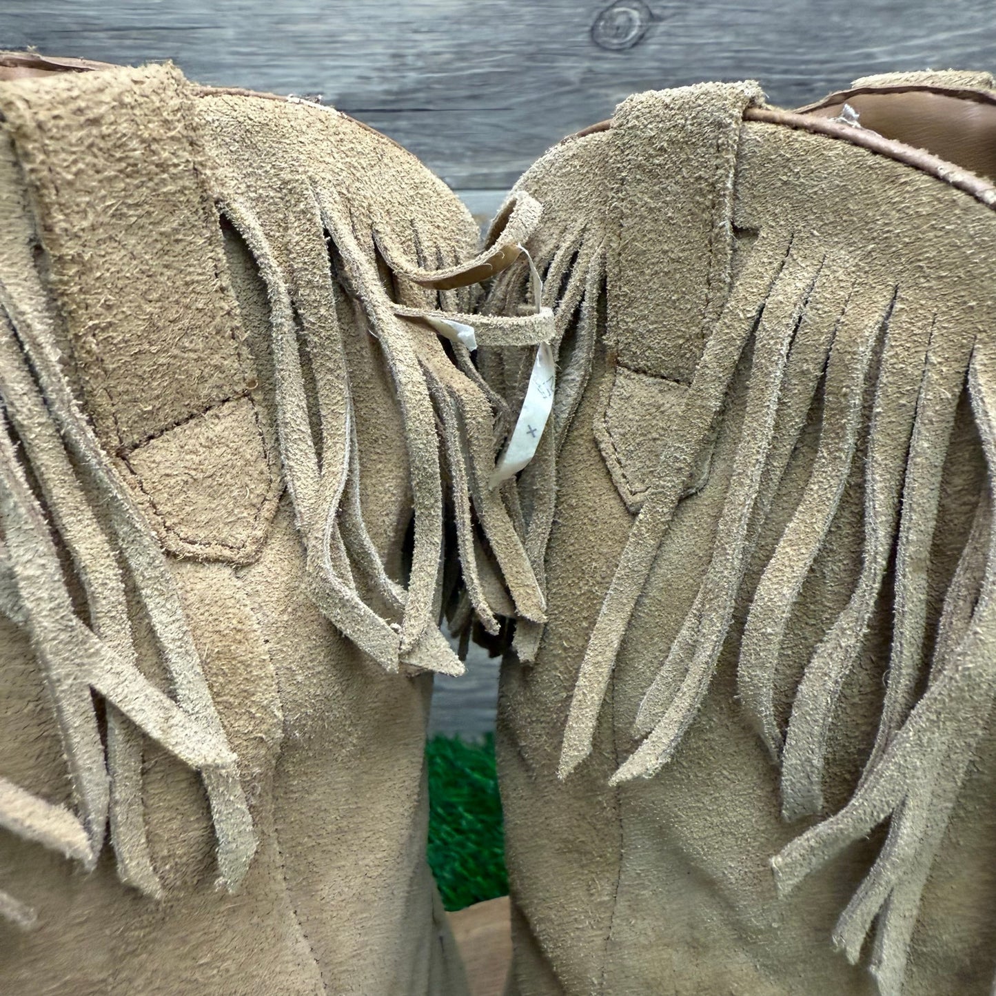 Silver Star Women - Size 8 Vintage Sand Suede Fringe Cowboy Boots Style Houston
