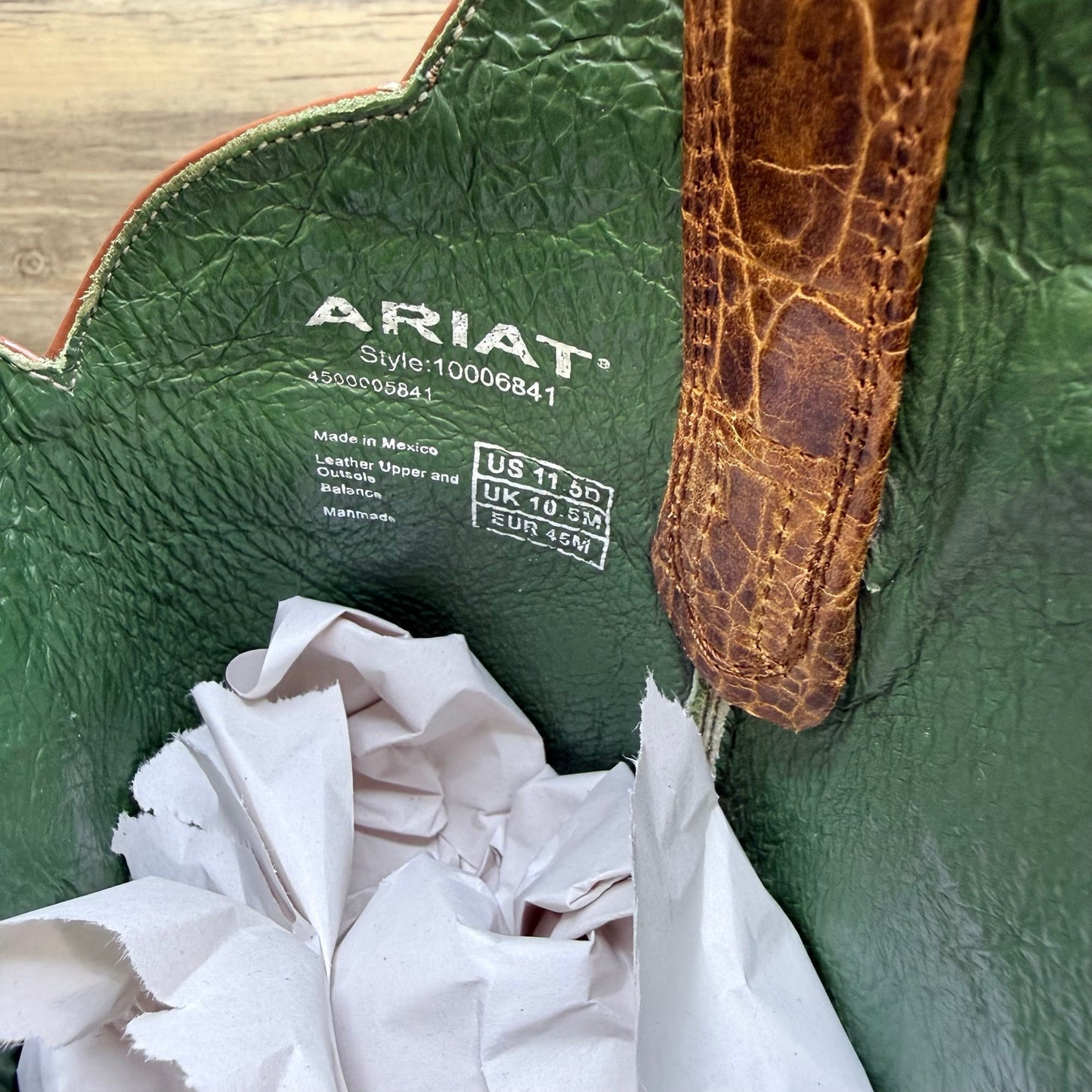 Ariat Men - Size 11.5D - Brown / Green Mesteno Square Toe Cowboy Boots 10006841