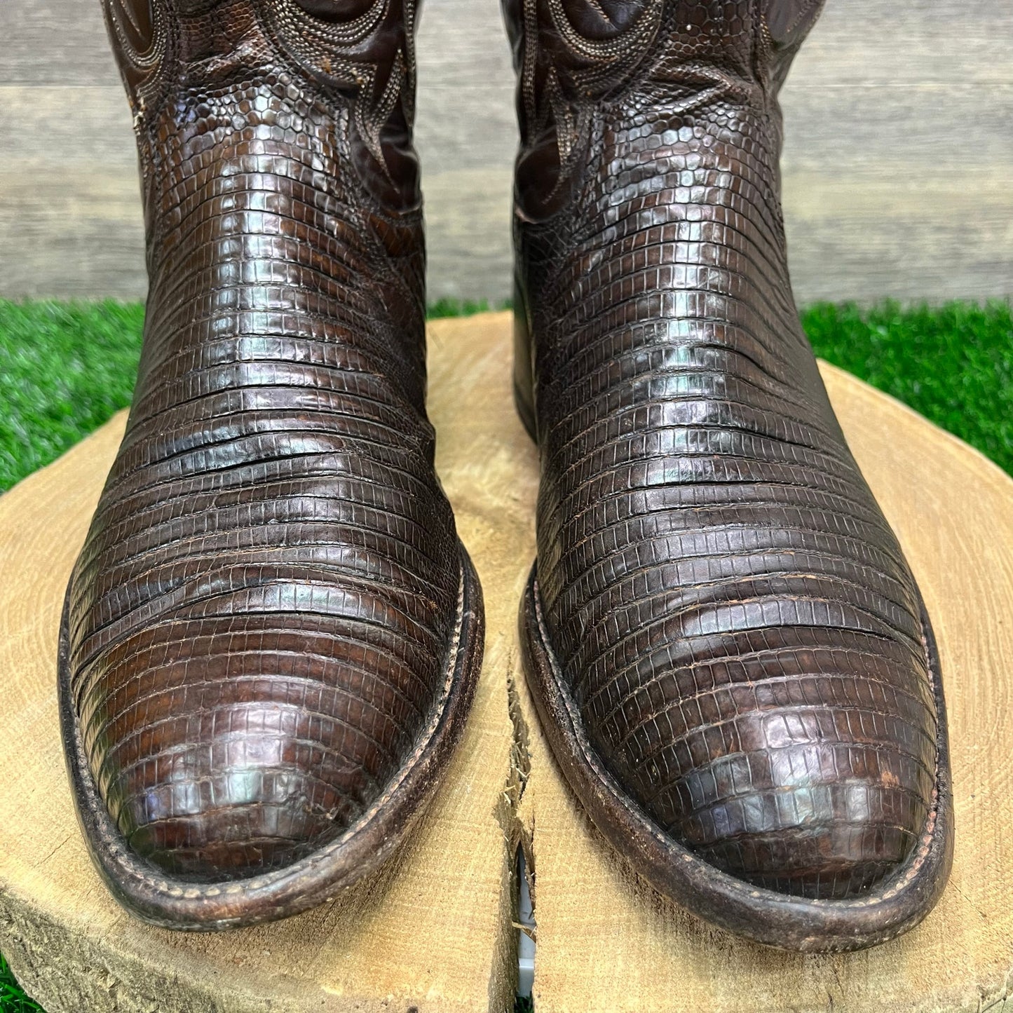 Dan Post Men - Size 10.5D - Vintage Chocolate Brown Lizard Cowboy Boots 6862