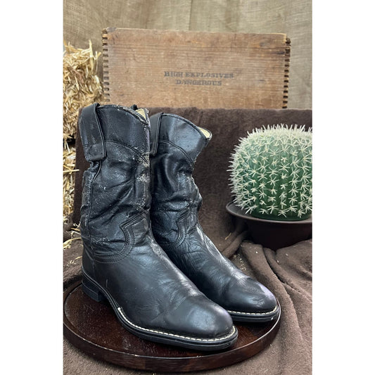 WEST TEX Men - Size 7D - Vintage Black Roper Cowboy Boots Style 2762