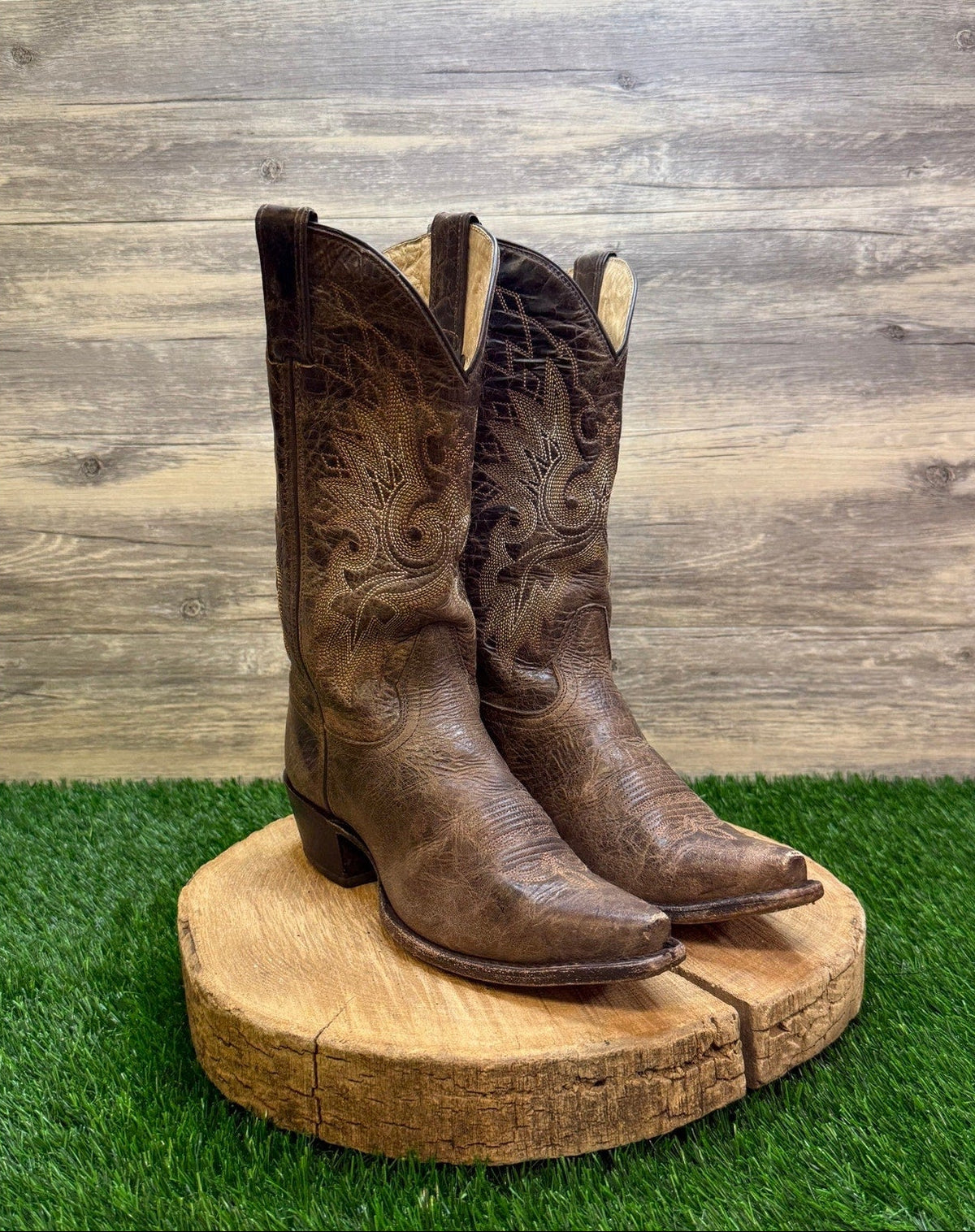 Double H Women - Size 7.5M - Distressed Taupe Snip Toe Cowboy Boots Style DH5223