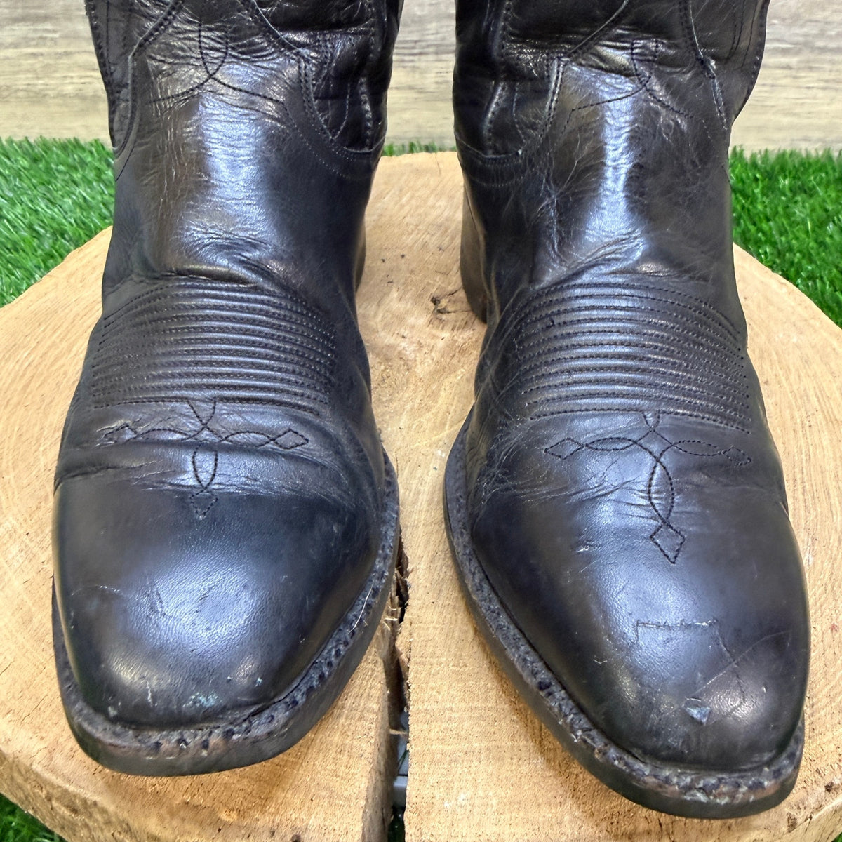 Dan Post Men - Size 8D - Vintage Black Goat Leather Cowboy Boots Style 6690