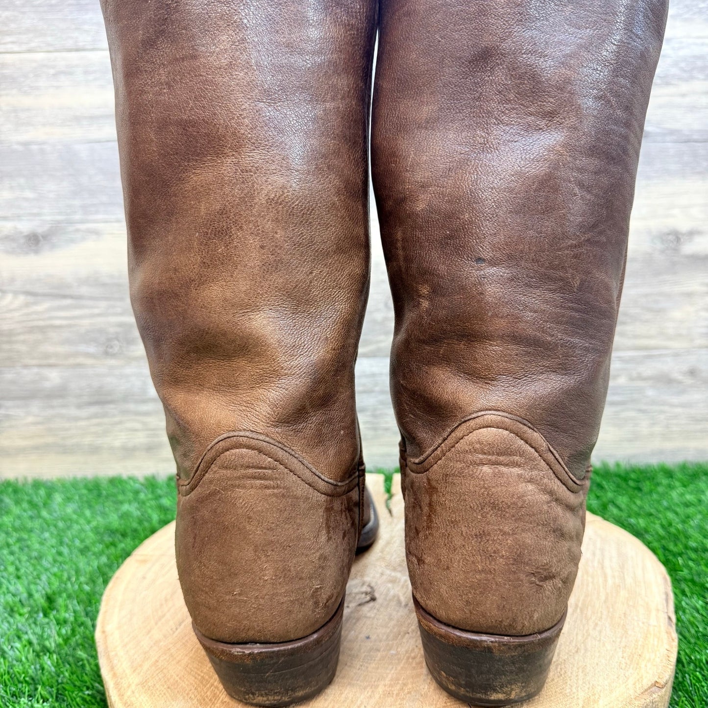 Larry Mahan Men - Size 10.5D - Vintage Brown Soft Leather Cowboy Boots LMM111