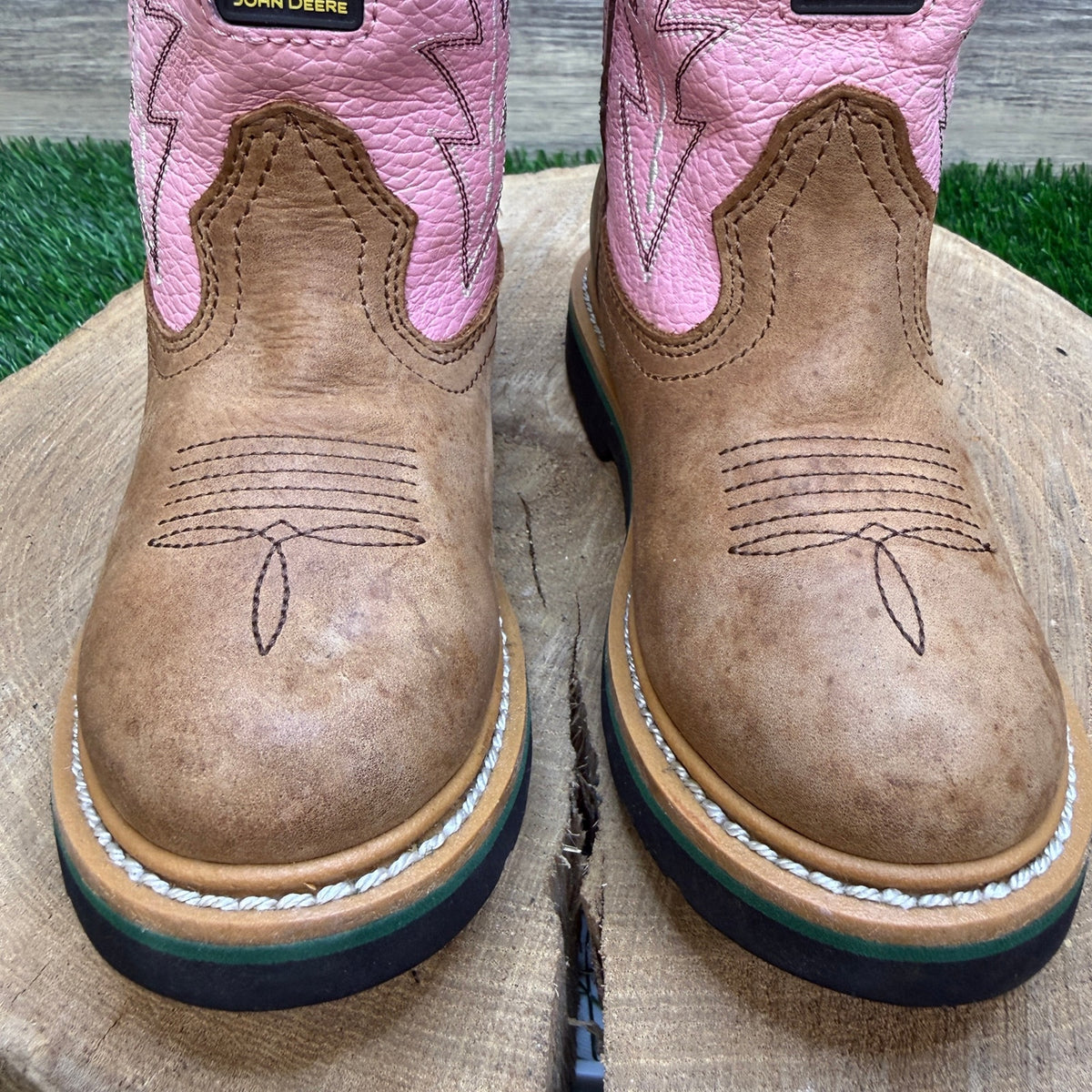 John Deere Youth - Size 12M - Pink/Tan Western Cowboy Boots Style JD2185