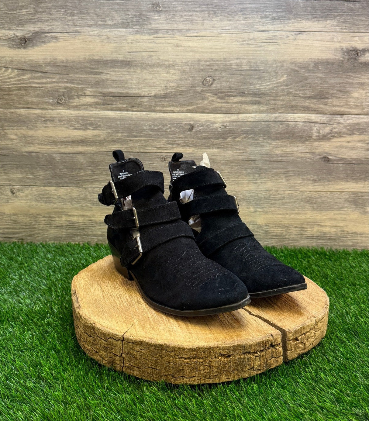 Universal Thread Women - Size 10 - Black Faux Suede Ankle Buckle Boots