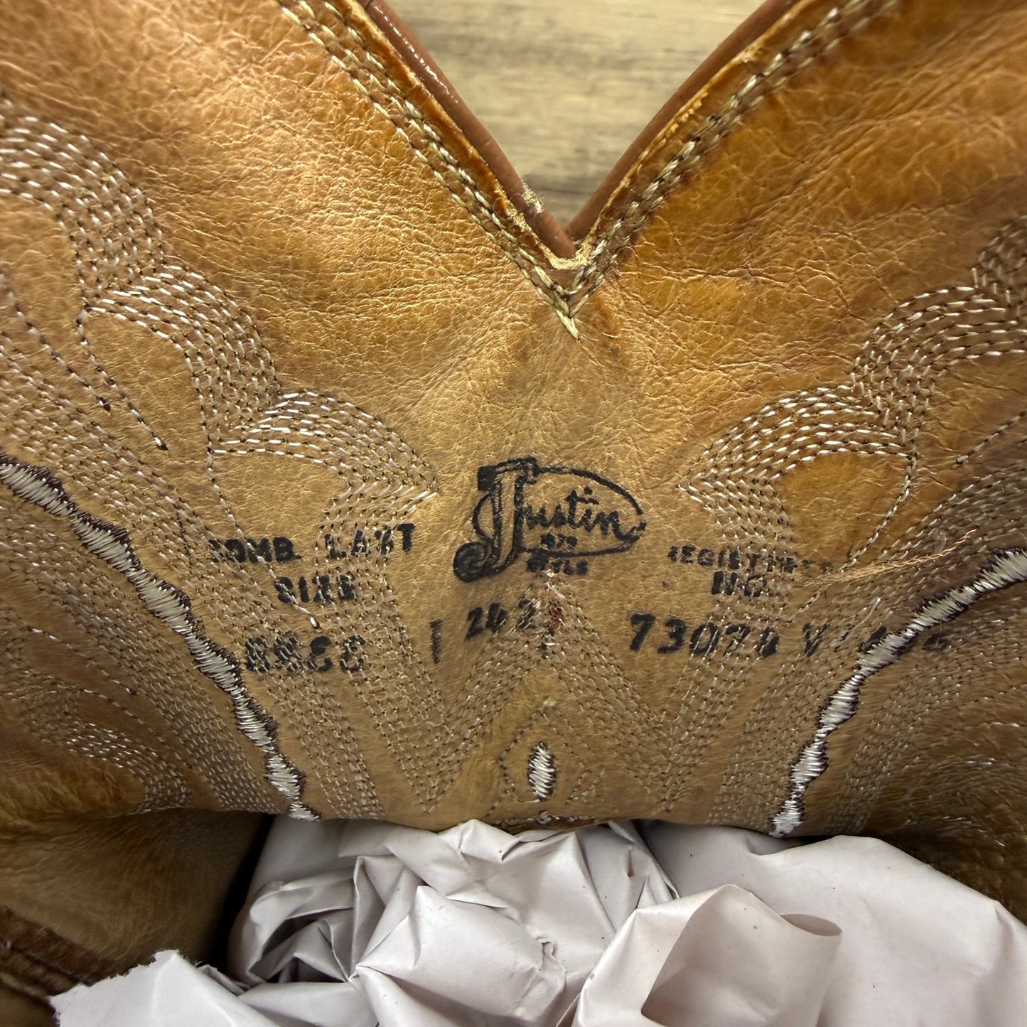 Justin Men - Size 8.5EE - Tan Western Cowboy Boots Style 2421