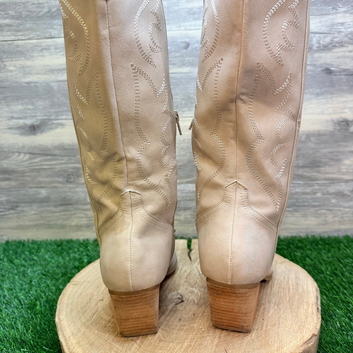 DV Women - Size 10 - Beige Faux Leather Boots Kezzy