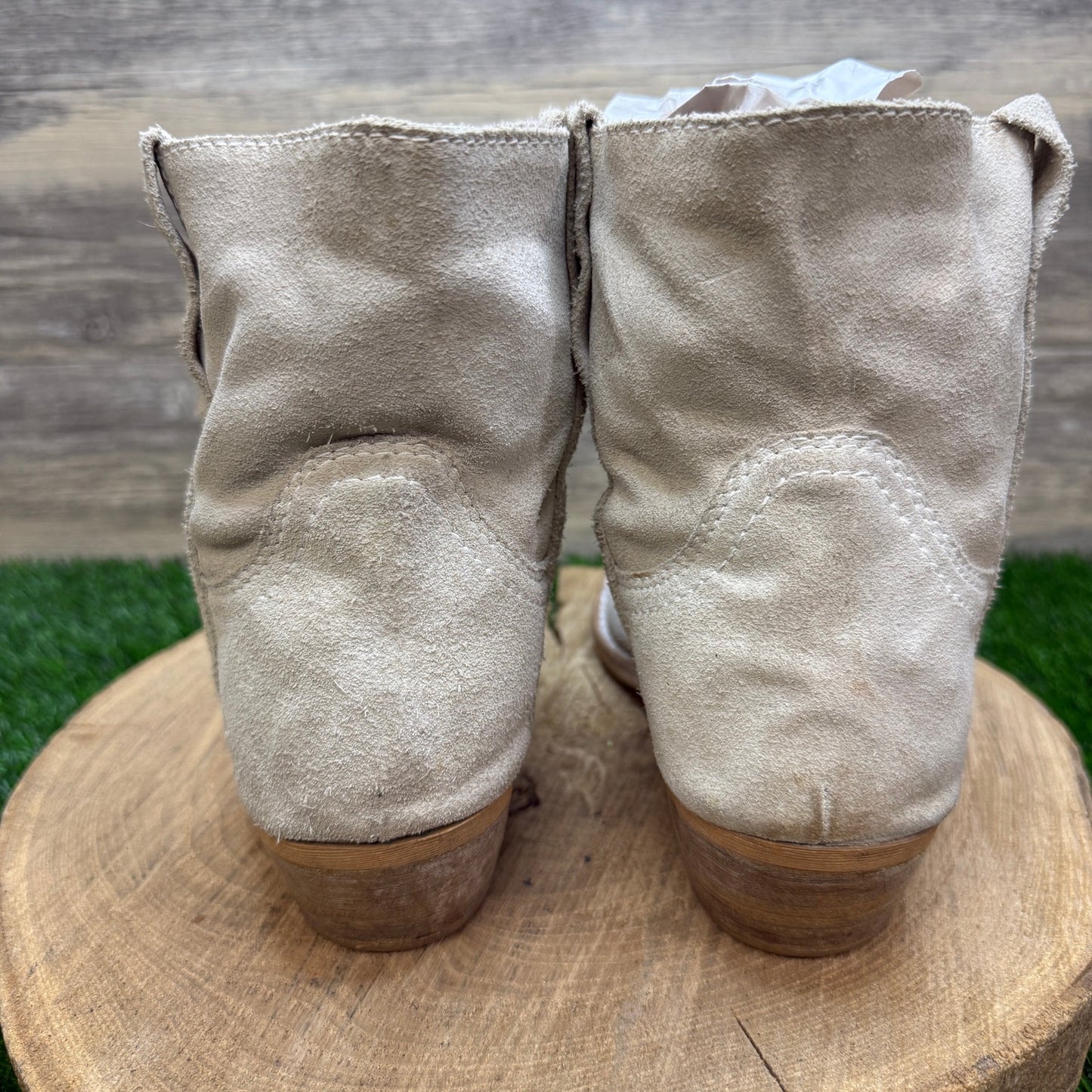 Sam Edelman Women - Size 8.5 - Cream Suede Ankle Boots Style 72298