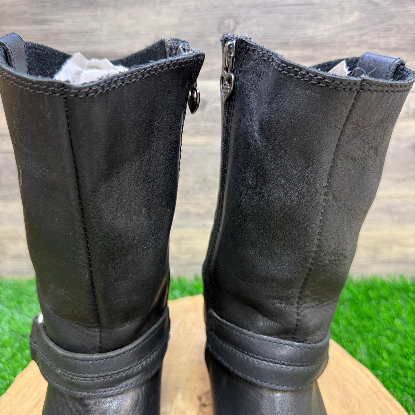 Harley Davidson Women - Size 6 - Black Harness Zipper Boots Style 85161