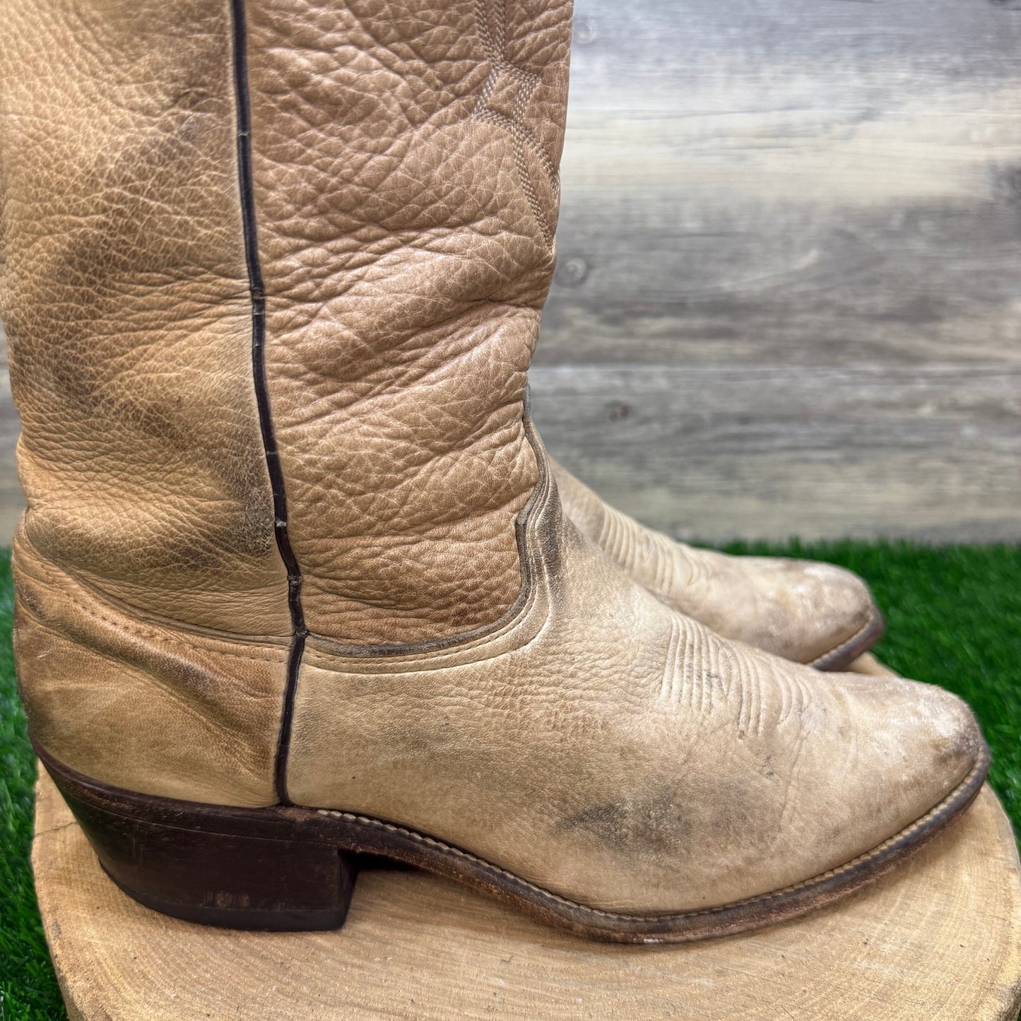 Abilene Men - Size 10.5D - Beige Soft Skin Western Cowboy Boots Style 6600
