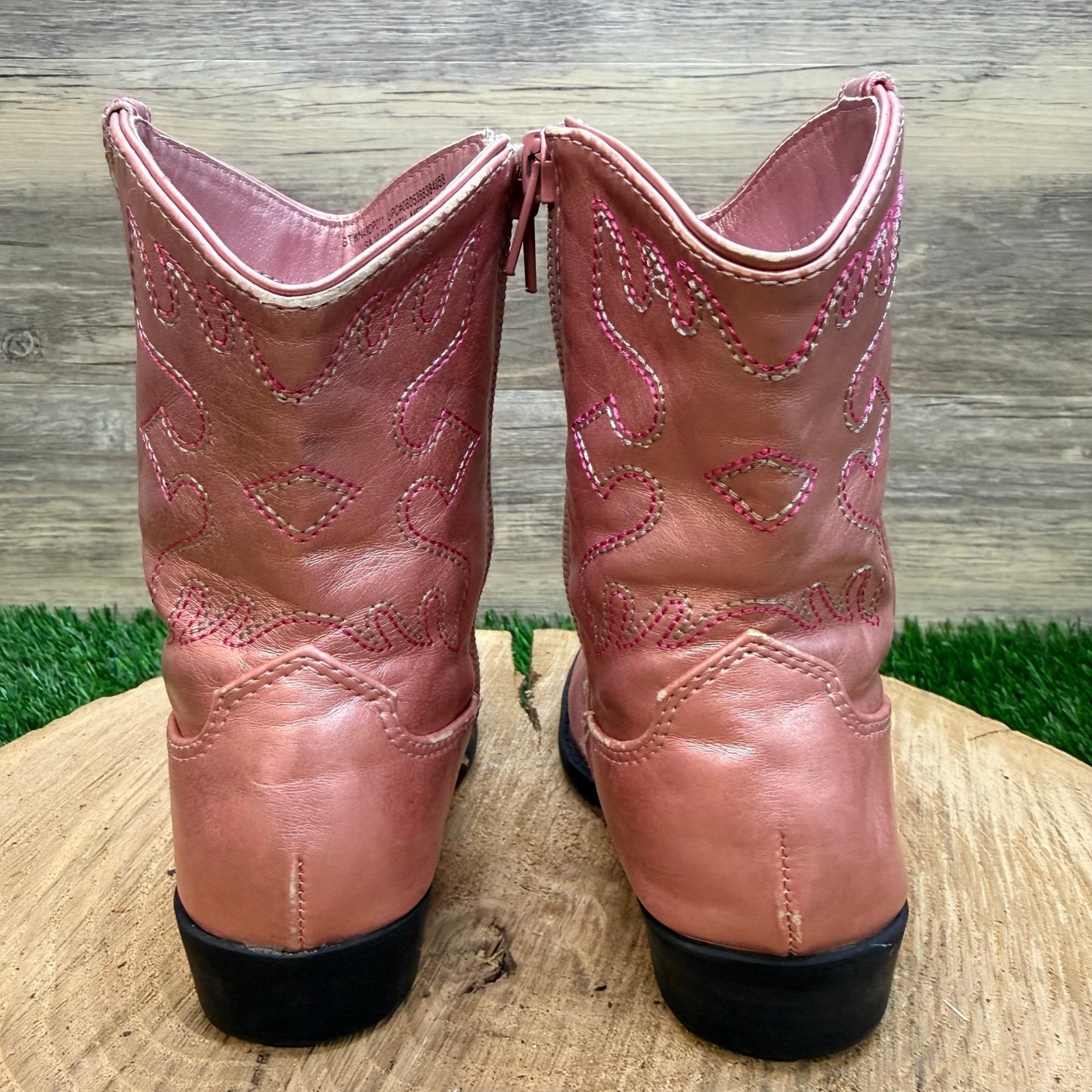 Wonder Nation Youth - Size 10 - Metallic Pink Faux Leather Cowboy Boots