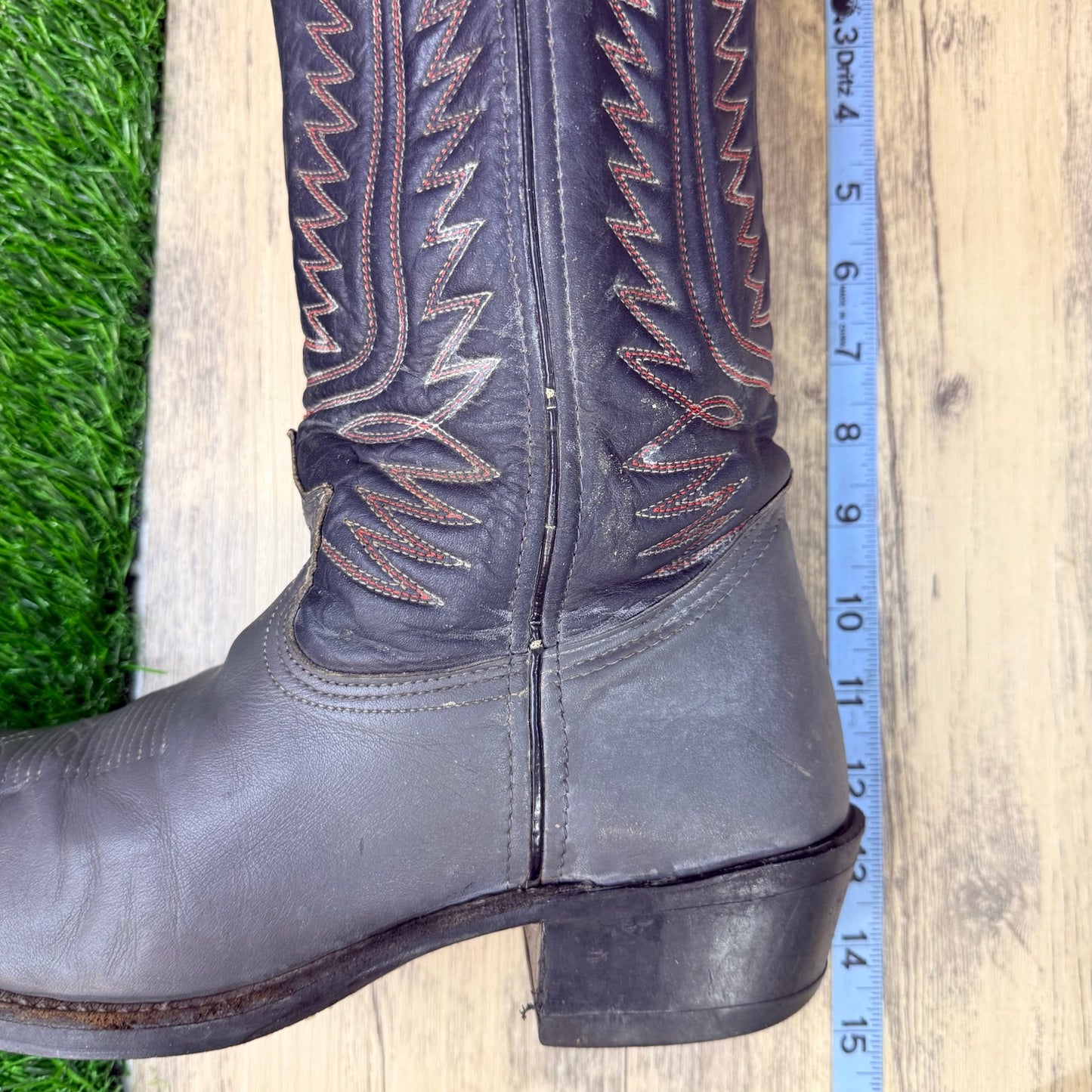 Iron Age Men - Size 8D - Vintage Black / Gray Steel Toe Cowboy Boots 5077